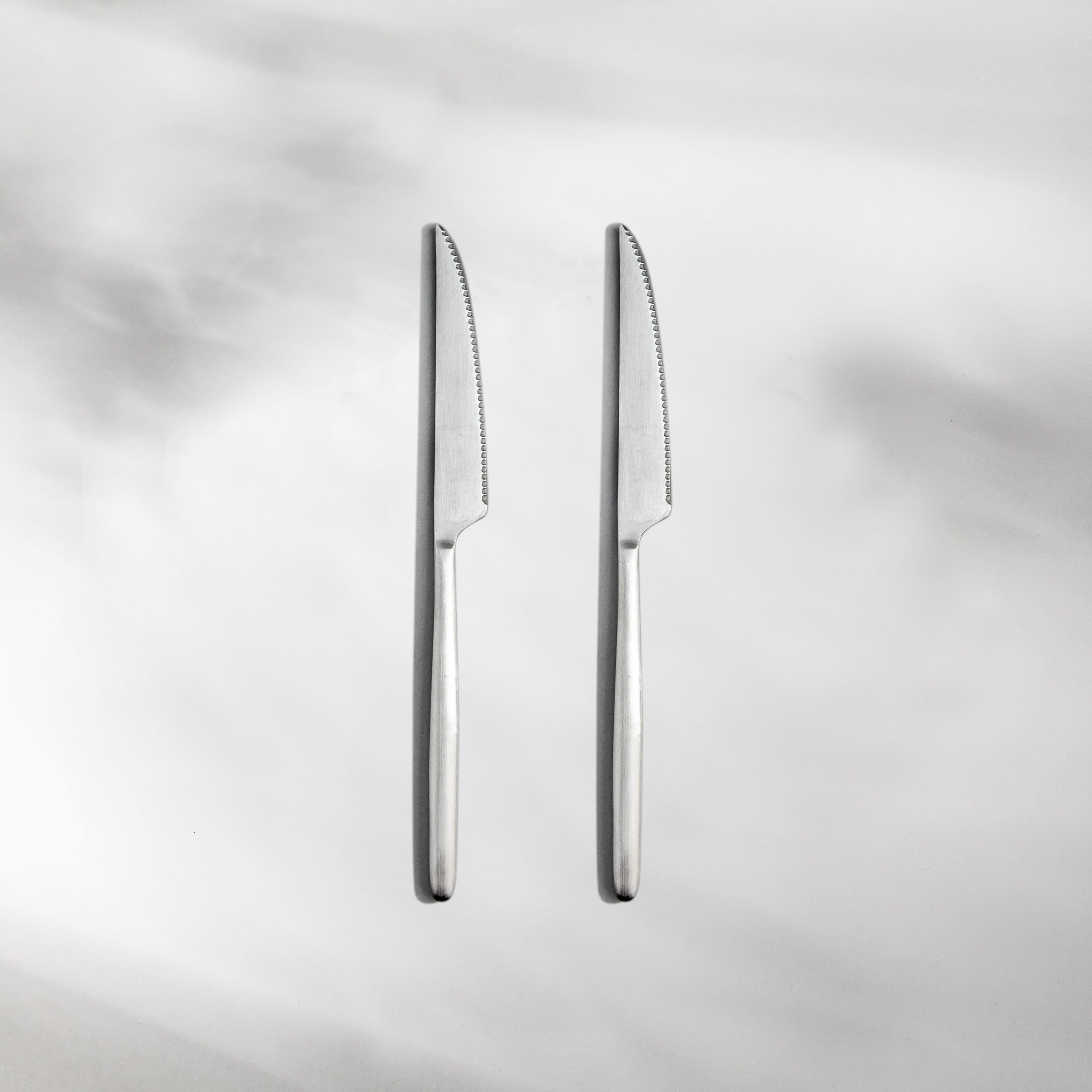 Individual & Matching Pieces-JAZZUPCO-Matte Silver-Steak Knife (2 Pieces)-JAZZUPCO