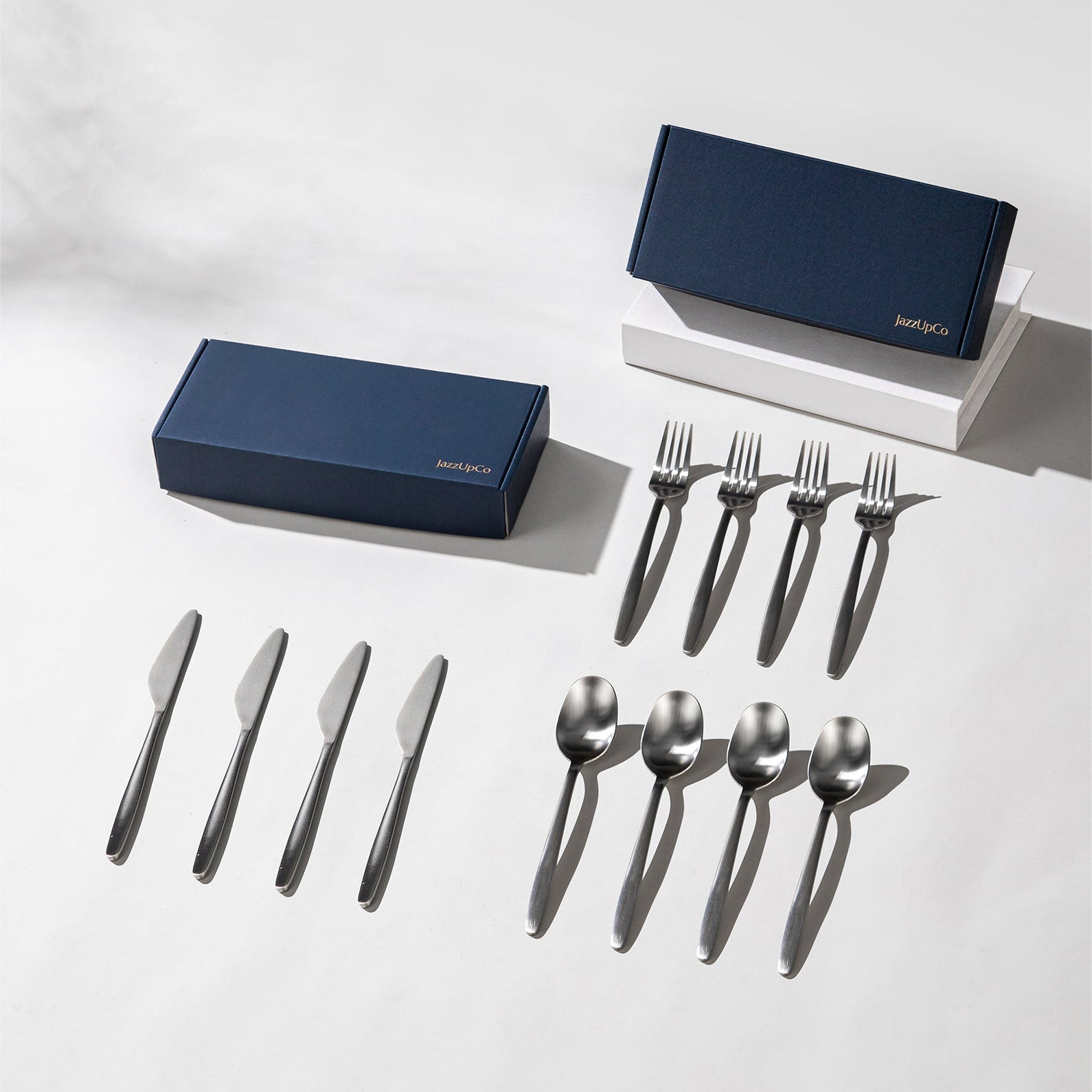 Tia Starter Set-Flatware-JazzUpCo-Matte Silver-8 Person Set (24 Pieces)-JAZZUPCO