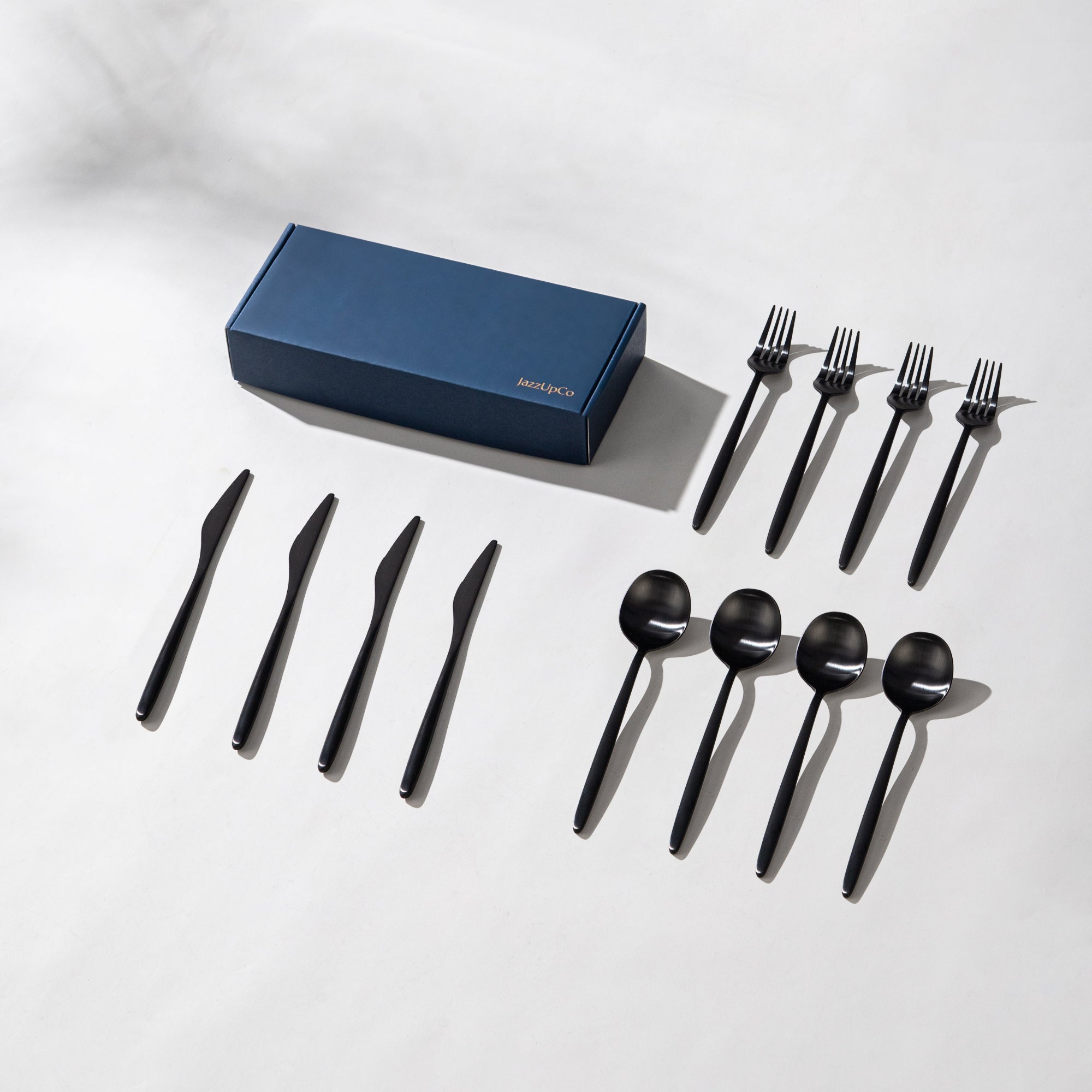 Minimalist 2.0-Flatware-JazzUpCo-Matte Black-4 Person Set (12 Pieces)-JAZZUPCO