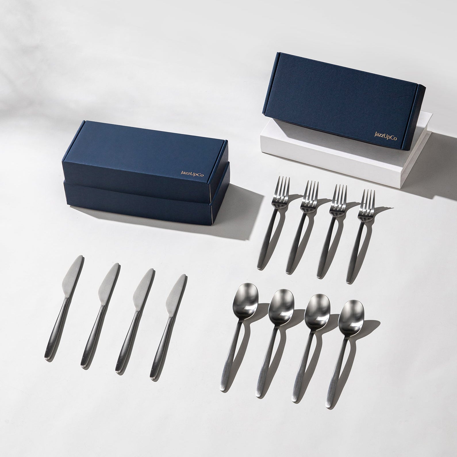 Tia Starter Set-Flatware-JazzUpCo-Matte Silver-12 Person Set (36 Pieces)-JAZZUPCO