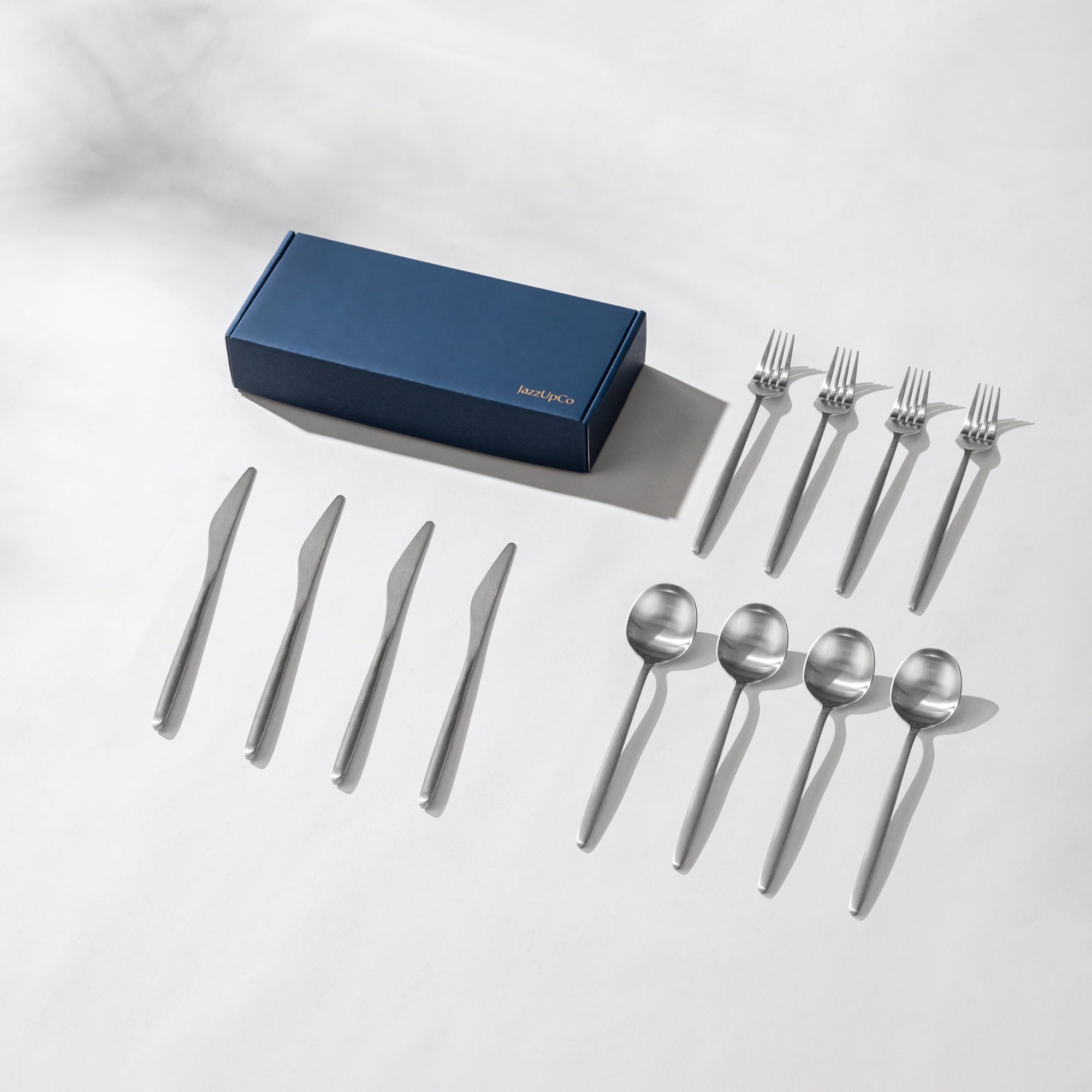 Minimalist 2.0-Flatware-JazzUpCo-Matte Silver-4 Person Set (12 Pieces)-JAZZUPCO