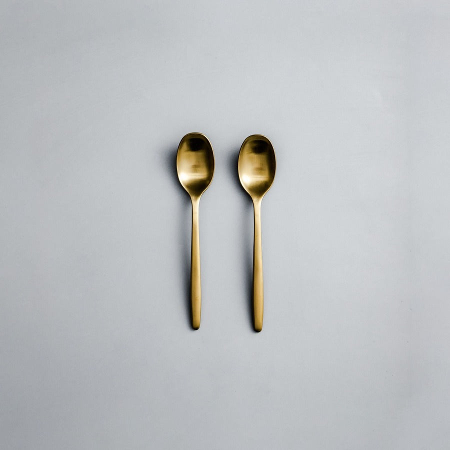 Individual & Matching Pieces-JAZZUPCO-Matte Gold-Dessert Spoon (2 Pieces)-JAZZUPCO