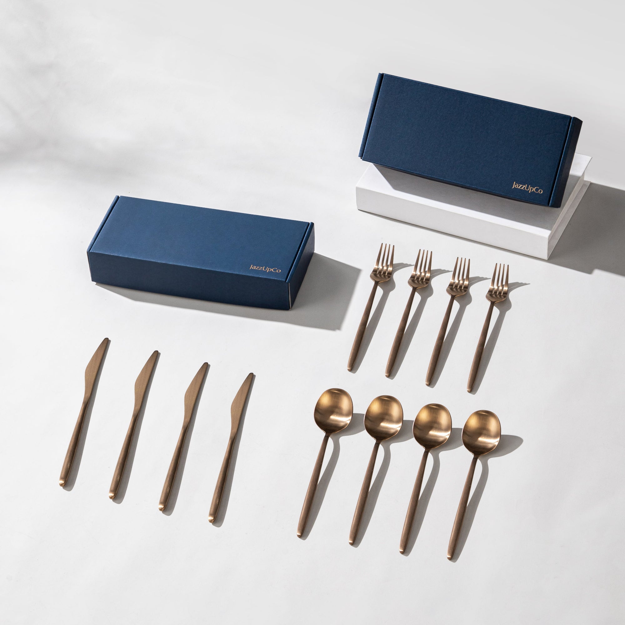 Minimalist 2.0-Flatware-JazzUpCo-Matte Rose Gold-8 Person Set (24 Pieces)-JAZZUPCO