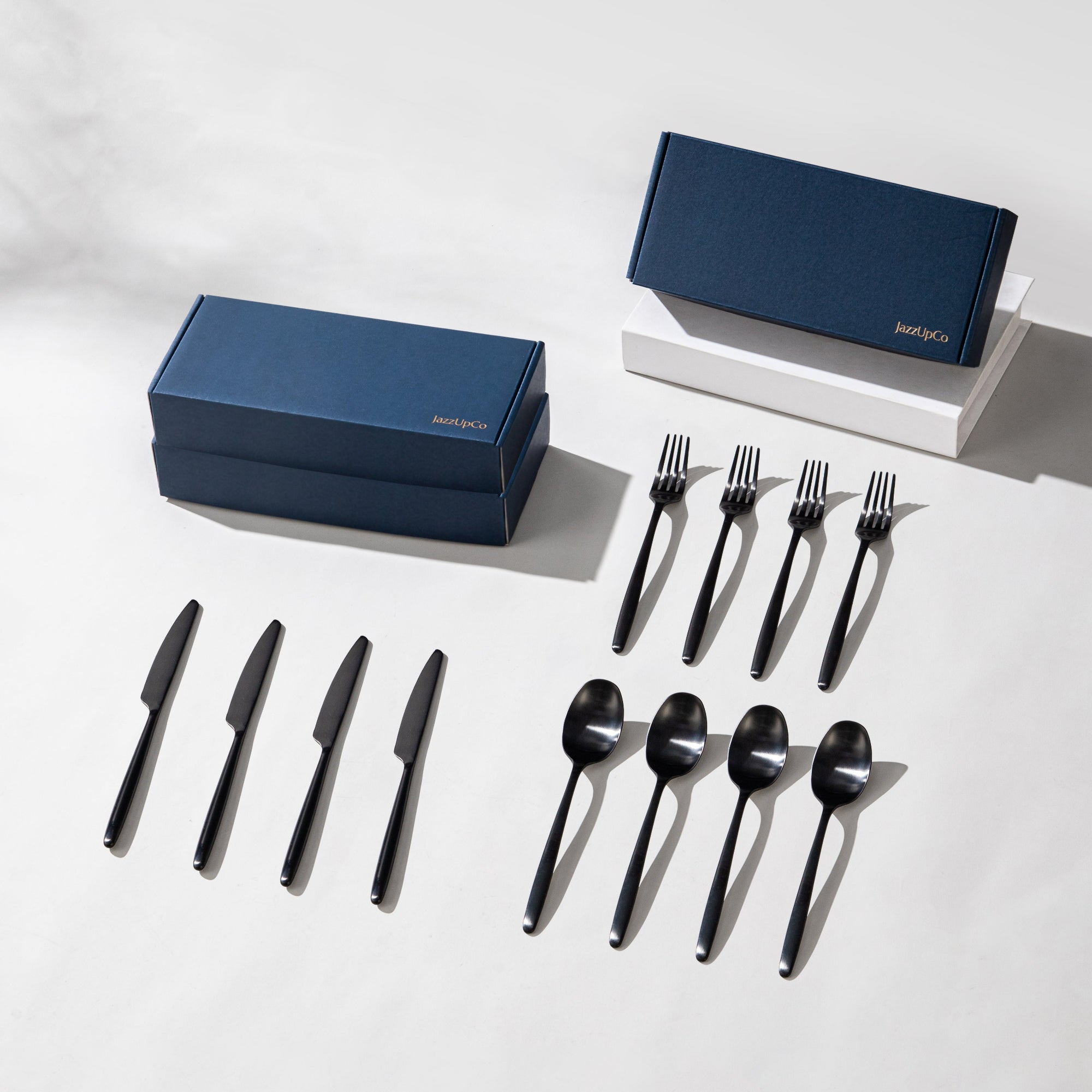 Ava Cutlery Set-Flatware-JazzUpCo-Matte Black-12 Person Set (36 Pieces)-JAZZUPCO