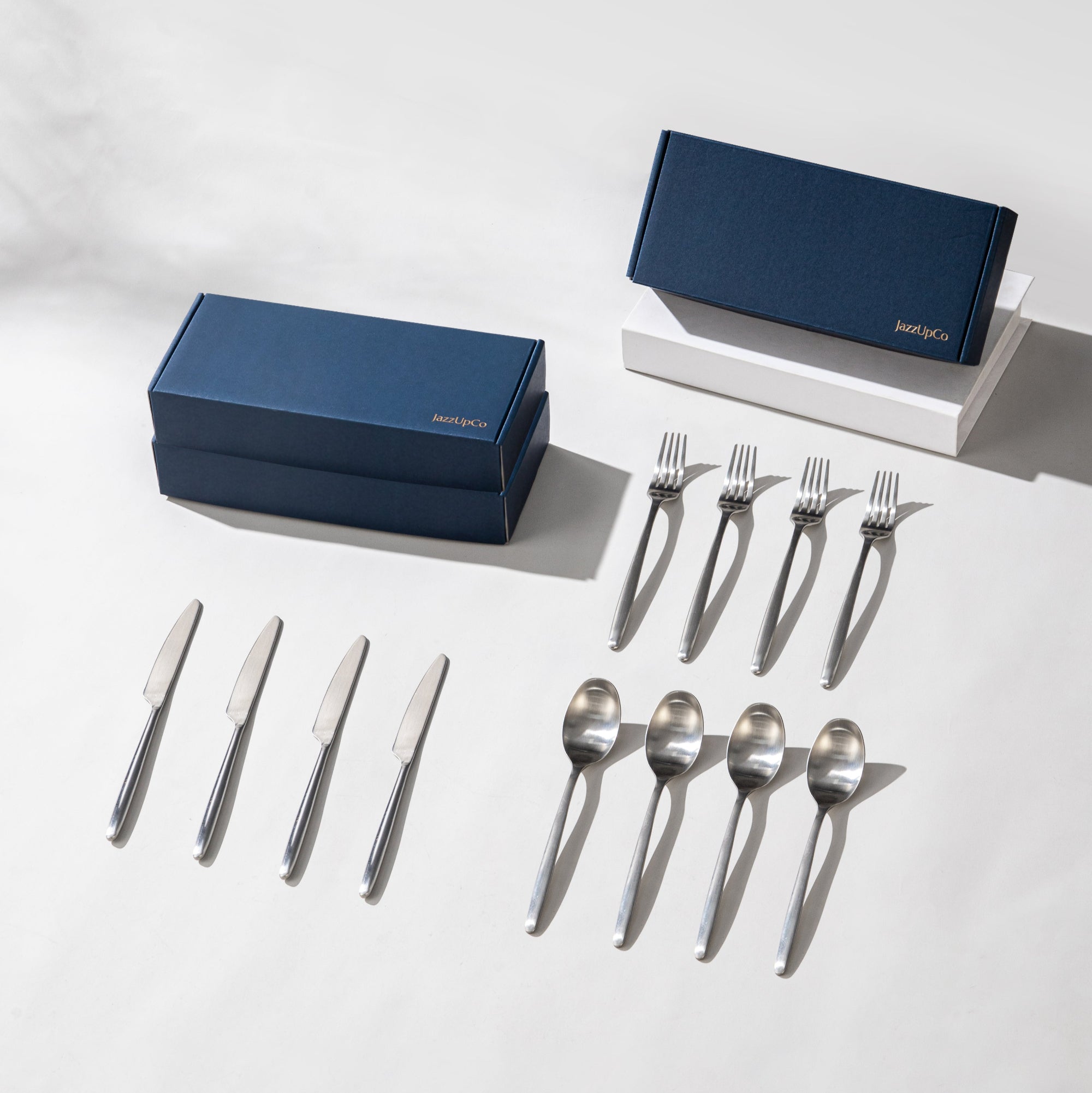 Ava Cutlery Set-Flatware-JazzUpCo-Matte Silver-12 Person Set (36 Pieces)-JAZZUPCO