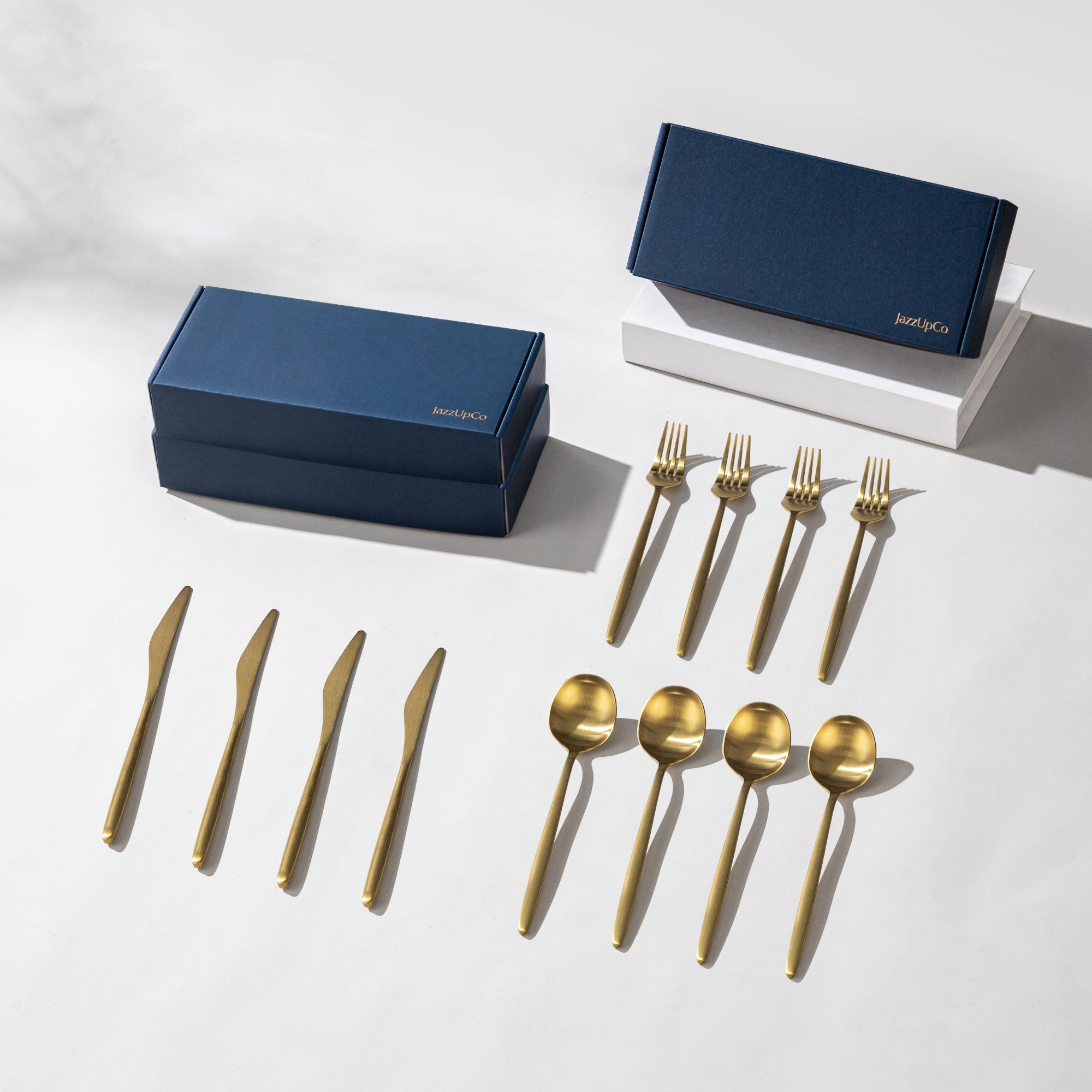 Minimalist 2.0-Flatware-JazzUpCo-Matte Gold-12 Person Set (36 Pieces)-JAZZUPCO