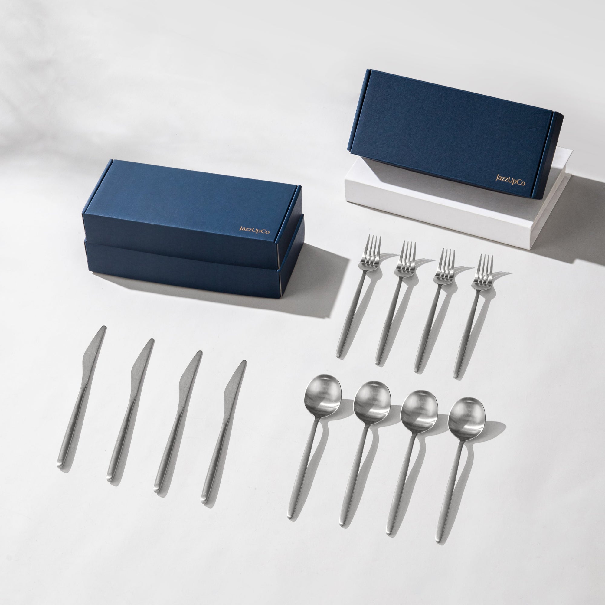 Minimalist 2.0-Flatware-JazzUpCo-Matte Silver-12 Person Set (36 Pieces)-JAZZUPCO