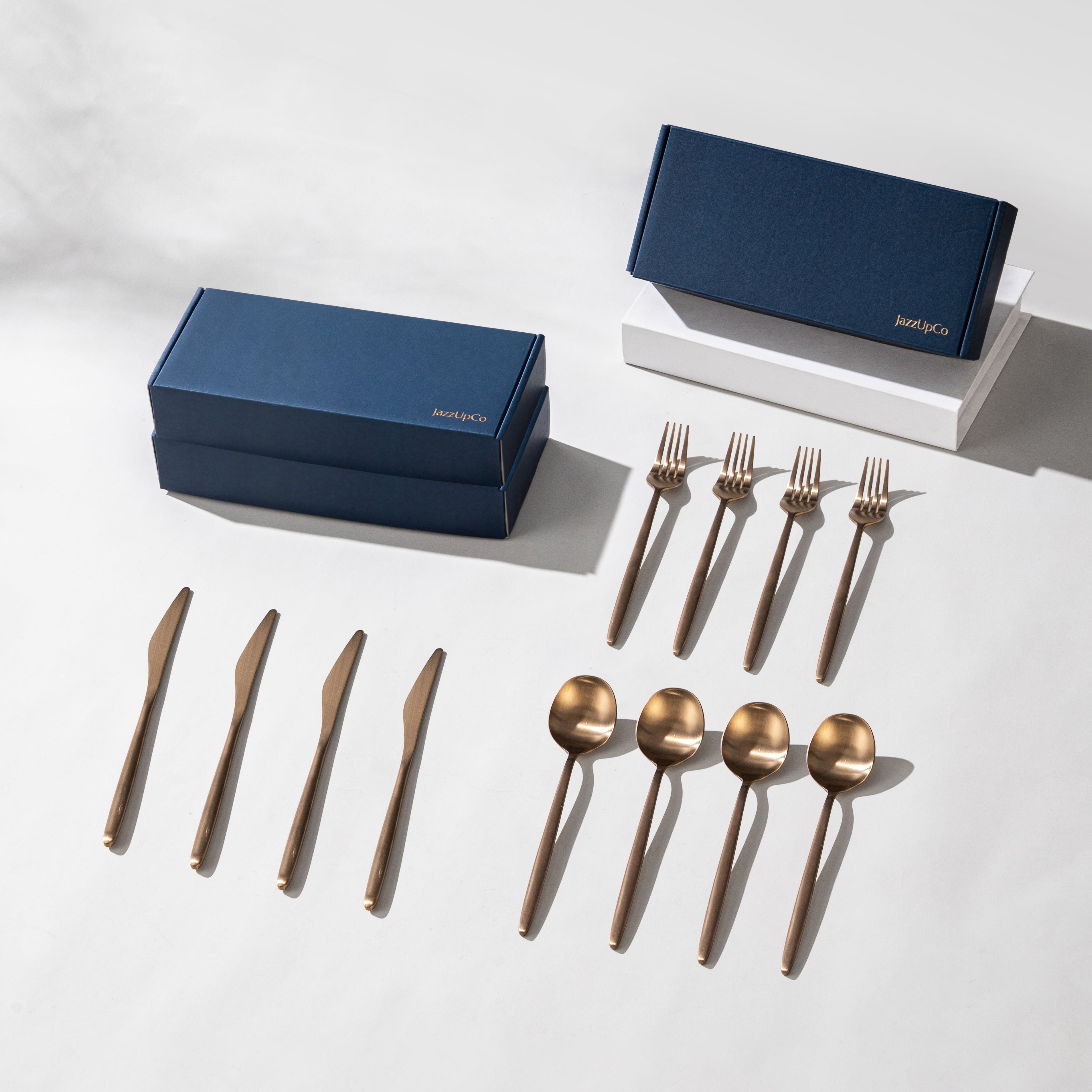 Minimalist 2.0-Flatware-JazzUpCo-Matte Rose Gold-12 Person Set (36 Pieces)-JAZZUPCO