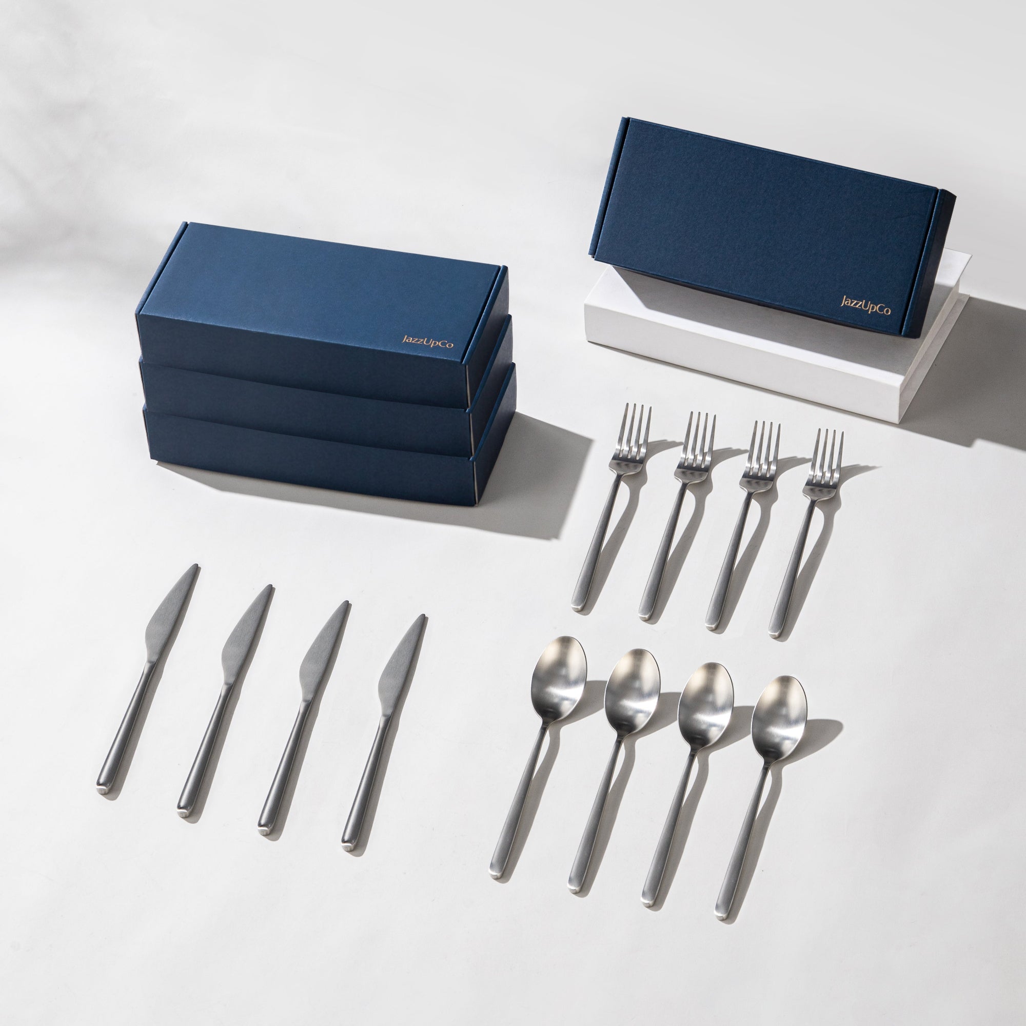 Haelynn 2.0-Flatware-JazzUpCo-Matte Silver-16 Person Set (48 Pieces)-JAZZUPCO