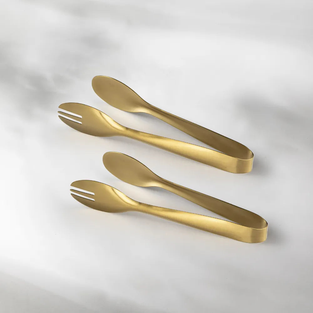Serving Tongs-JAZZUPCO-Matte Gold-2 Serving Tongs-JAZZUPCO