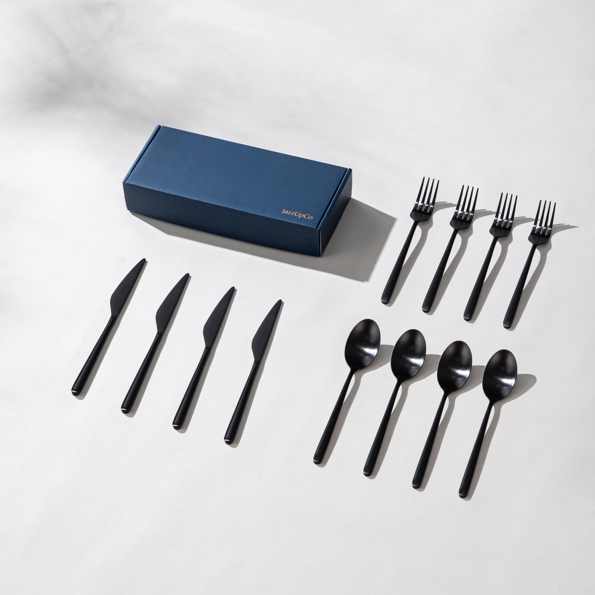 Haelynn 2.0-Flatware-JazzUpCo-Matte Black-4 Person Set (12 Pieces)-JAZZUPCO