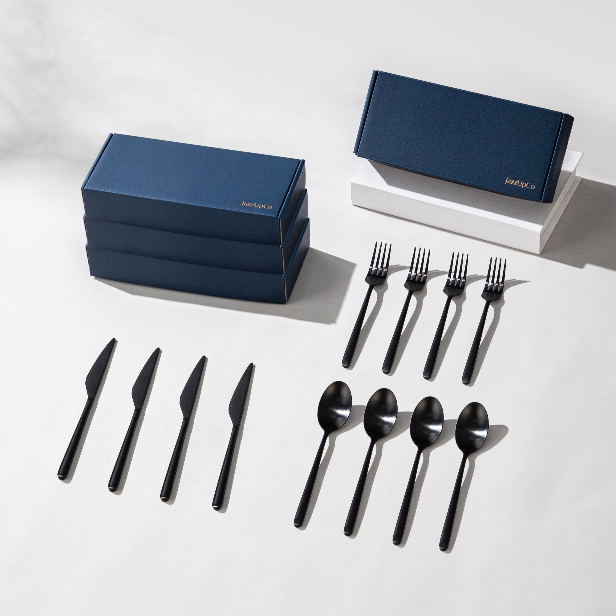 Haelynn 2.0-Flatware-JazzUpCo-Matte Black-16 Person Set (48 Pieces)-JAZZUPCO