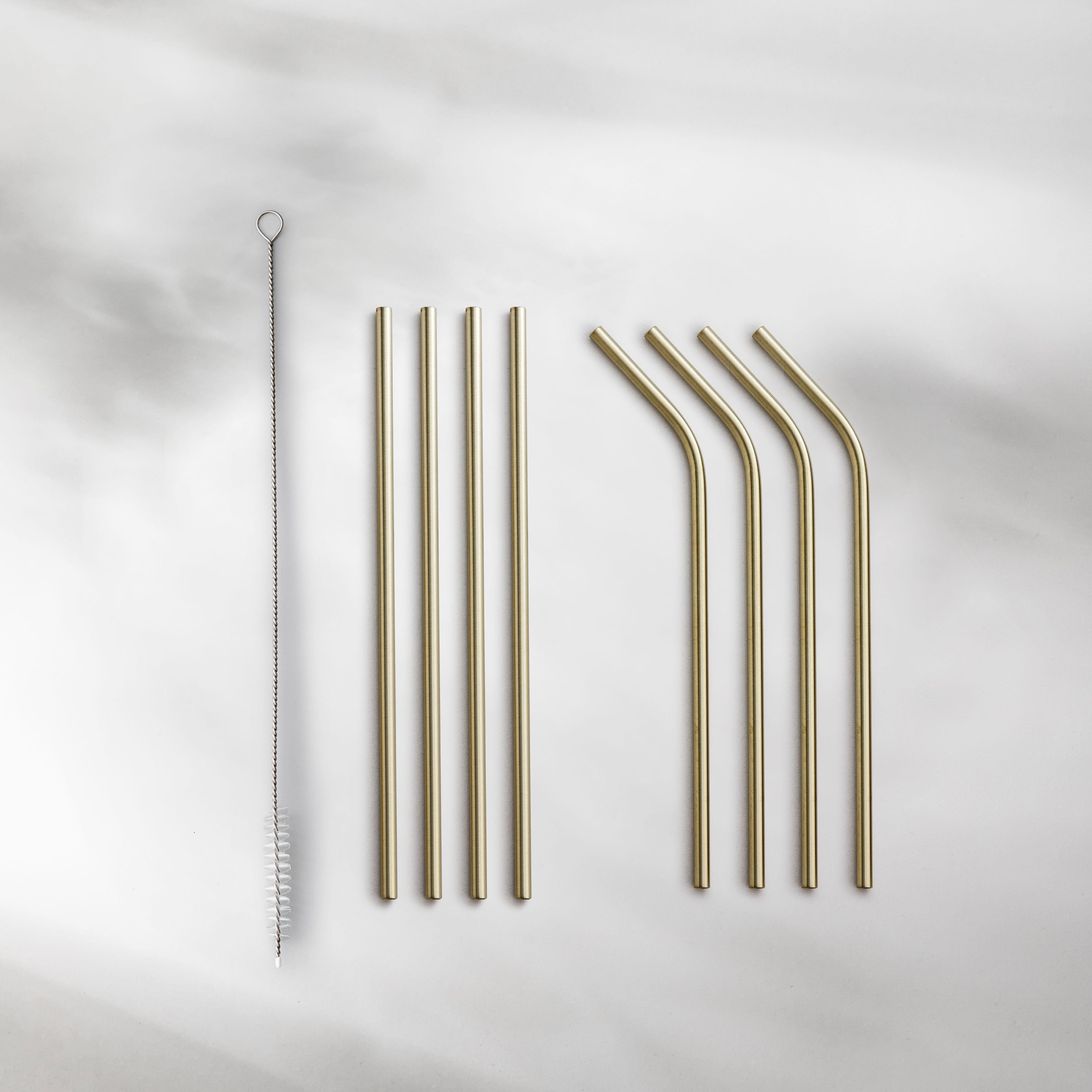 Matching Pieces-JAZZUPCO-Matte Champagne Gold-Straw Set (9 Pieces)-JAZZUPCO
