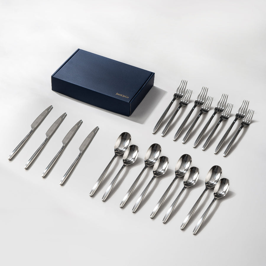 Ava Flatware Mirror Finish-Flatware-JazzUpCo-Mirror Silver-4 Person Set (20 Pieces)-JAZZUPCO