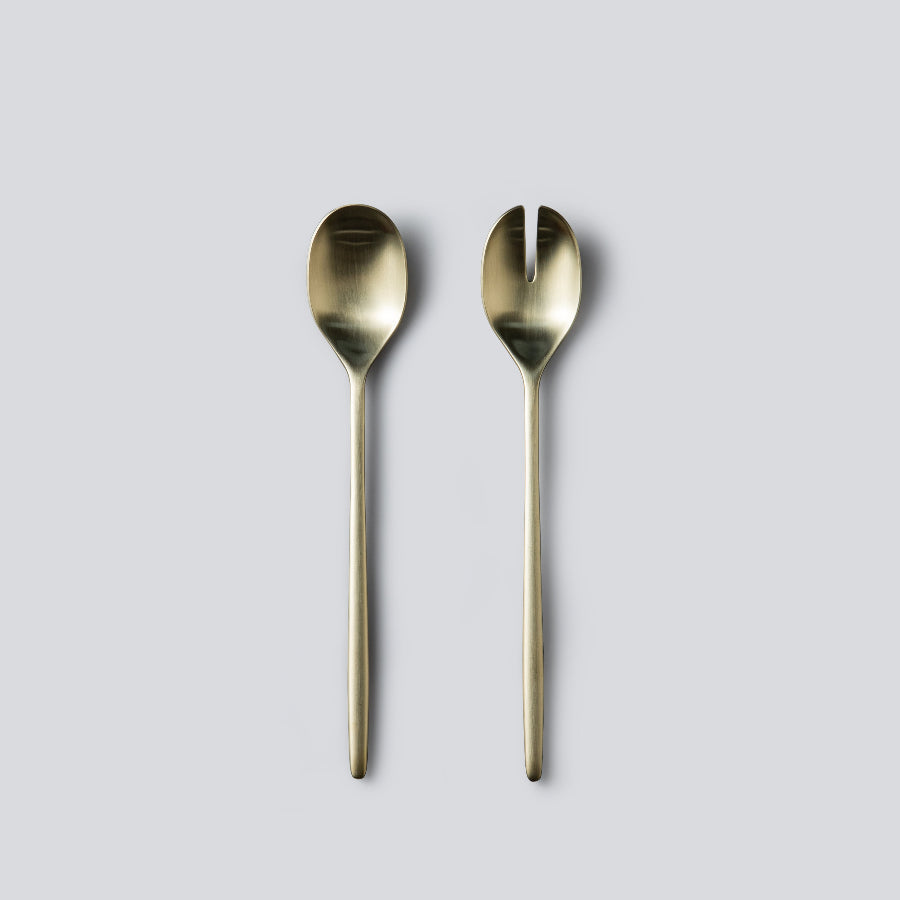 Serving Utensils & Salad Servers-JAZZUPCO-Matte Champagne Gold-Ava-Salad Servers Set-JAZZUPCO