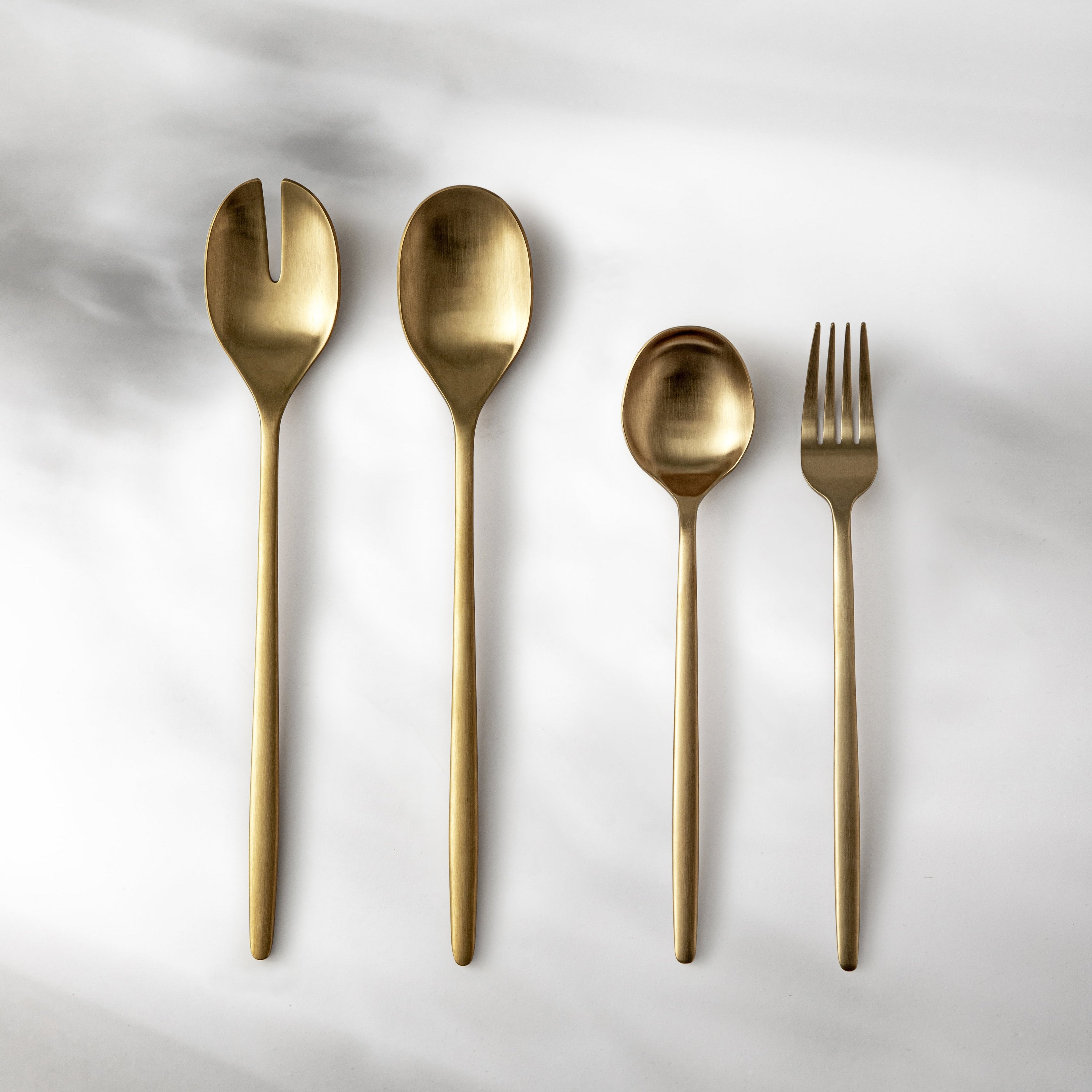 Serving Utensils & Salad Servers-JAZZUPCO-Matte Gold-Minimalist 2.0-Serving Utensils + Salad Servers Bundle-JAZZUPCO