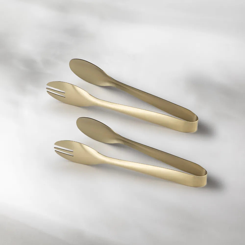 Serving Tongs-JAZZUPCO-Matte Champagne Gold-2 Serving Tongs-JAZZUPCO