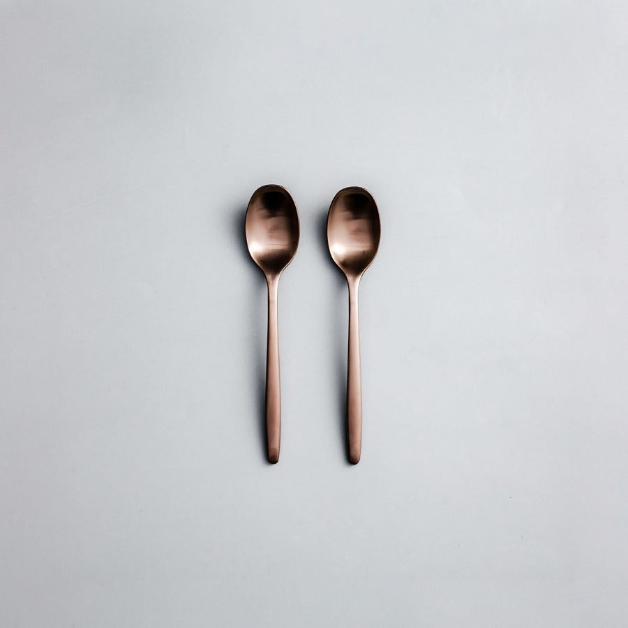 Individual & Matching Pieces-JAZZUPCO-Matte Rose Gold-Dessert Spoon (2 Pieces)-JAZZUPCO
