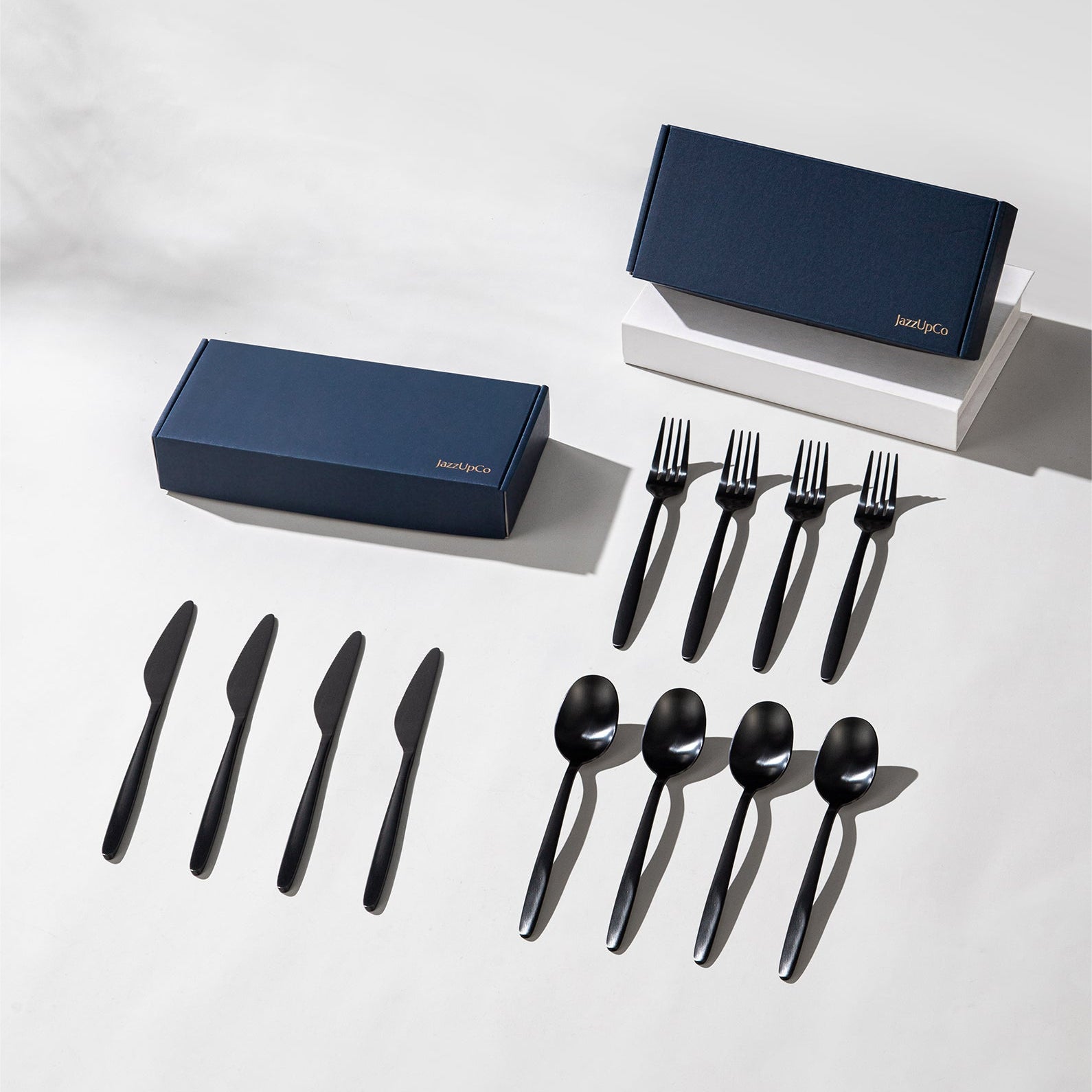 Tia Starter Set-Flatware-JazzUpCo-Matte Black-8 Person Set (24 Pieces)-JAZZUPCO