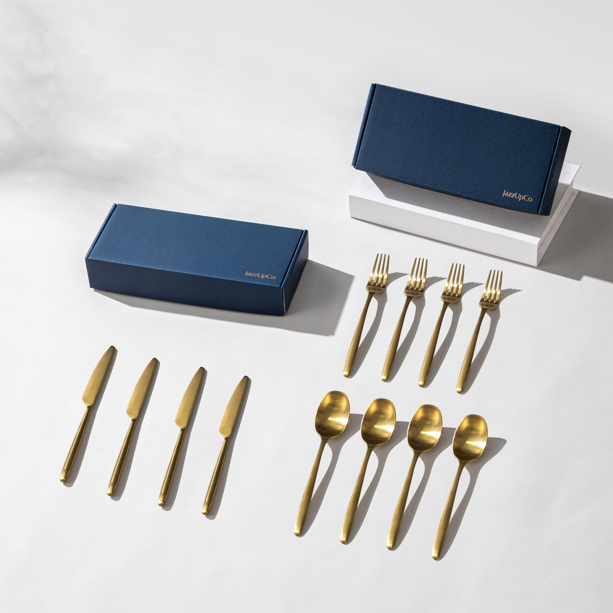 Ava Cutlery Set-Flatware-JazzUpCo-Matte Gold-8 Person Set (24 Pieces)-JAZZUPCO