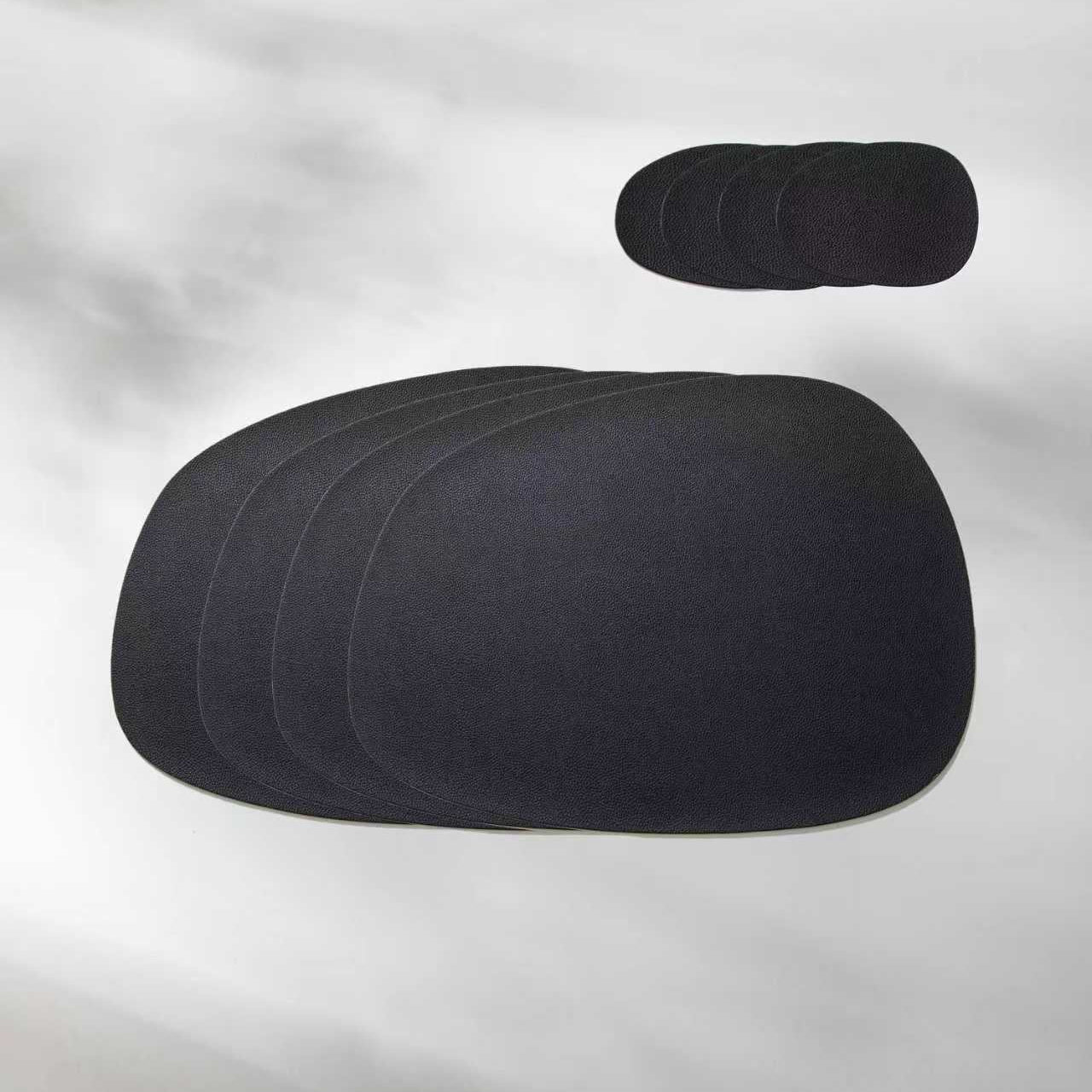 Contemporary Leather Placemats and Coasters 2.0-jazzupco-Black - 4 x Placemats & Coasters-JAZZUPCO