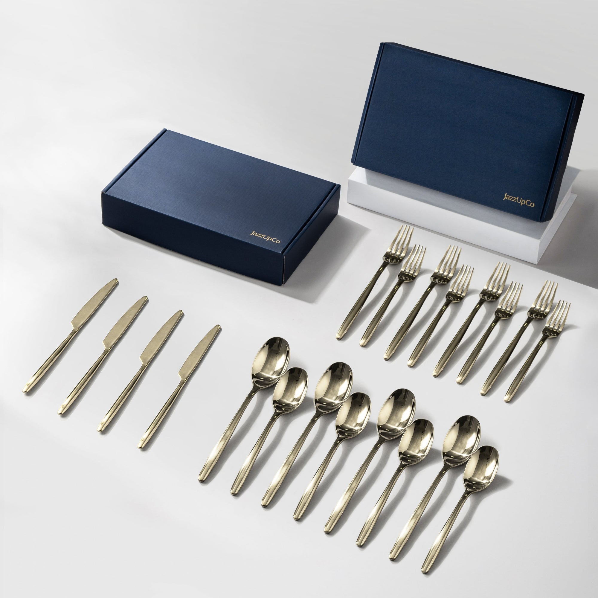 Ava Flatware Mirror Finish-Flatware-JazzUpCo-Mirror Champagne Gold-8 Person Set (40 Pieces)-JAZZUPCO