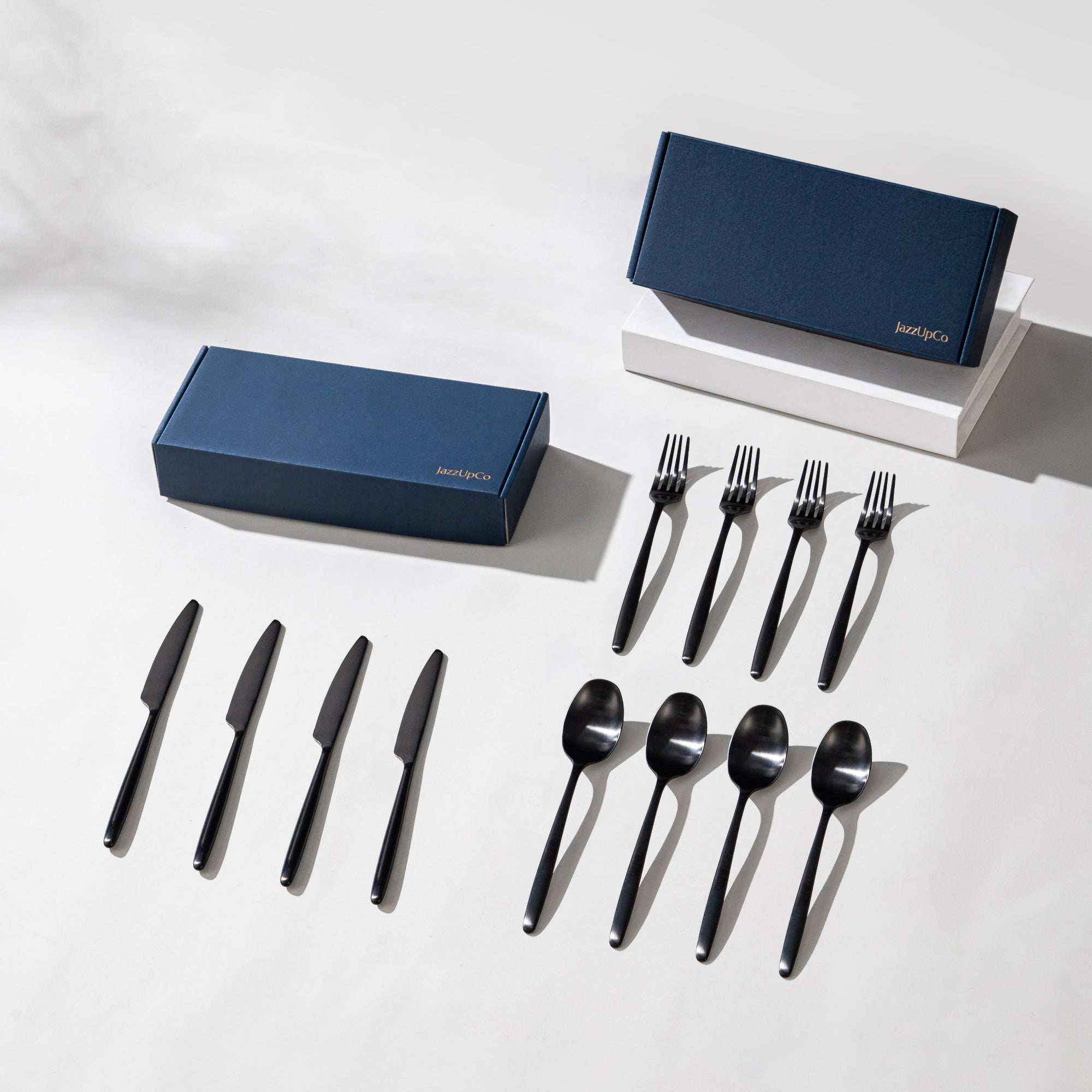 Ava Cutlery Set-Flatware-JazzUpCo-Matte Black-8 Person Set (24 Pieces)-JAZZUPCO