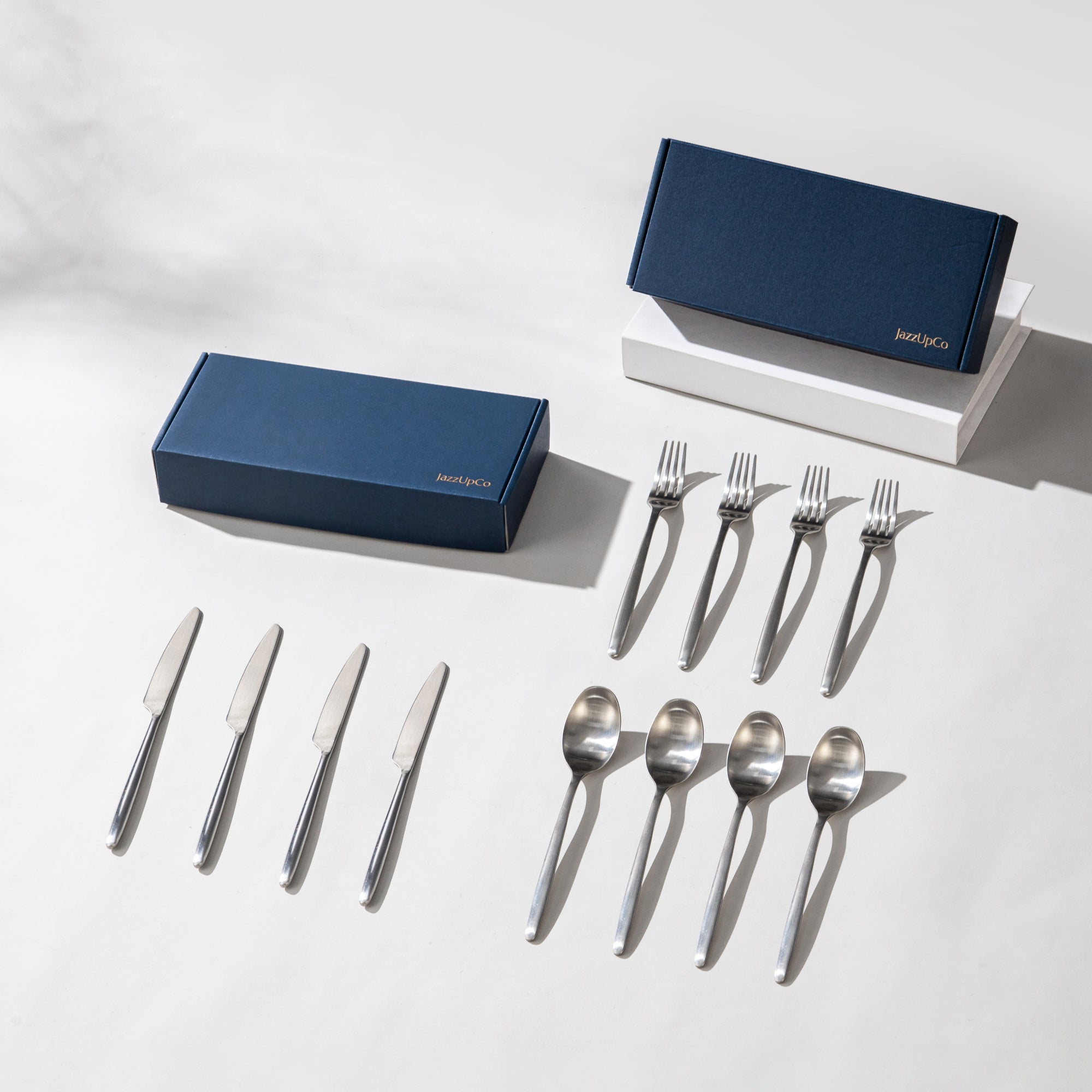 Ava Cutlery Set-Flatware-JazzUpCo-Matte Silver-8 Person Set (24 Pieces)-JAZZUPCO