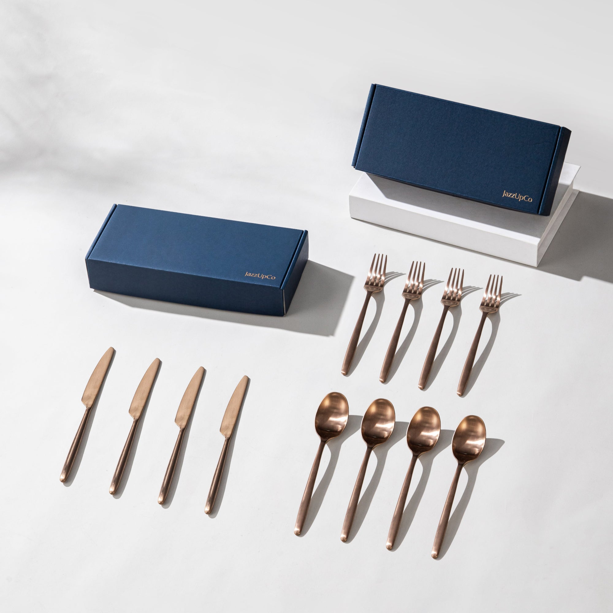 Ava Cutlery Set-Flatware-JazzUpCo-Matte Rose Gold-8 Person Set (24 Pieces)-JAZZUPCO