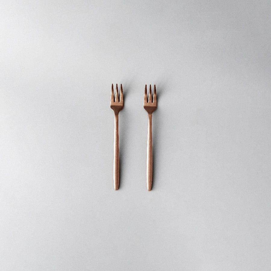 Individual & Matching Pieces-JAZZUPCO-Matte Rose Gold-Fruit Fork (2 Pieces)-JAZZUPCO