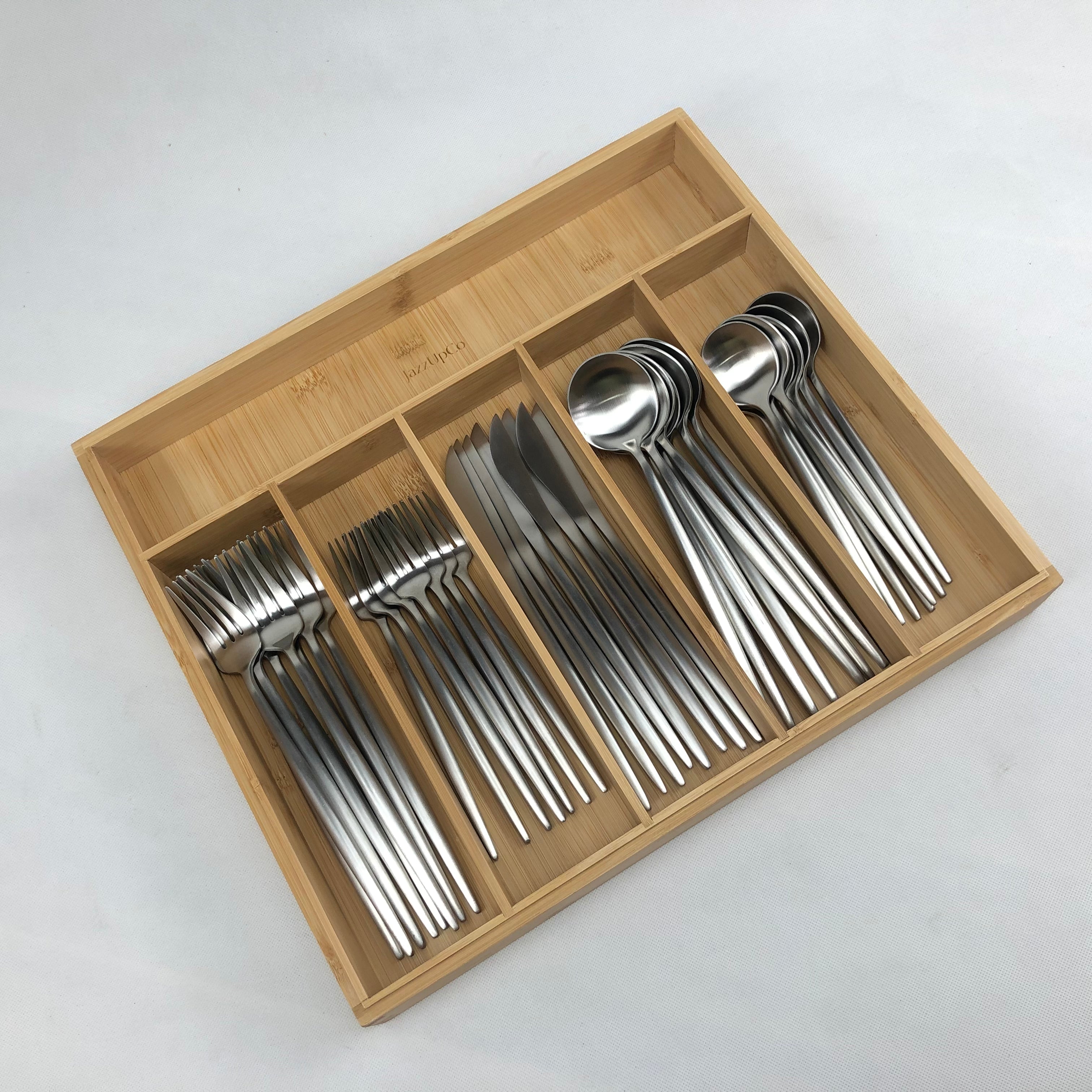 Kitchen Drawer Organizer-JAZZUPCO-Bamboo-1 Organizer-JAZZUPCO