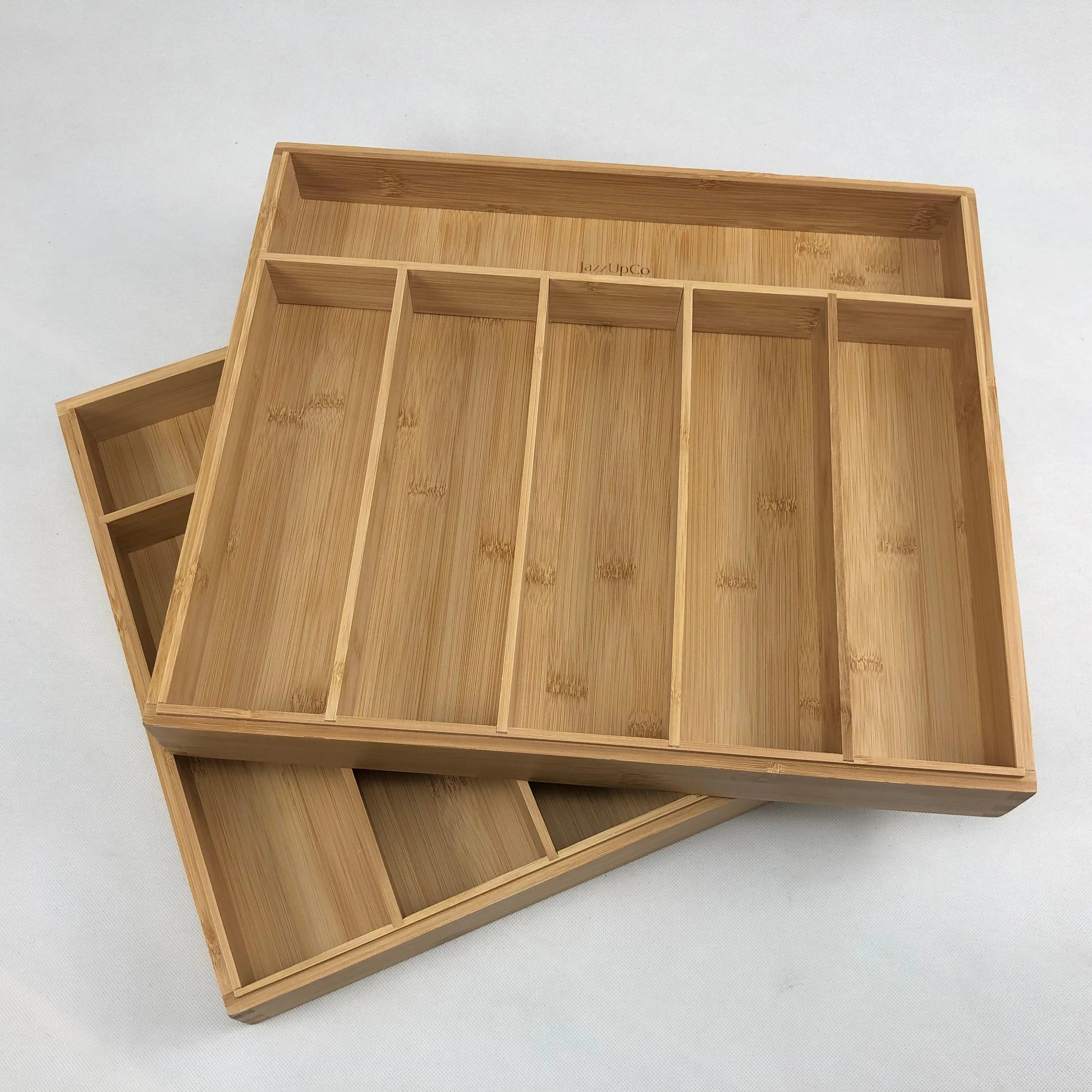 Stackable Kitchen Drawer Organizer-JAZZUPCO-Bamboo-2 Organizers (Stackable)-JAZZUPCO