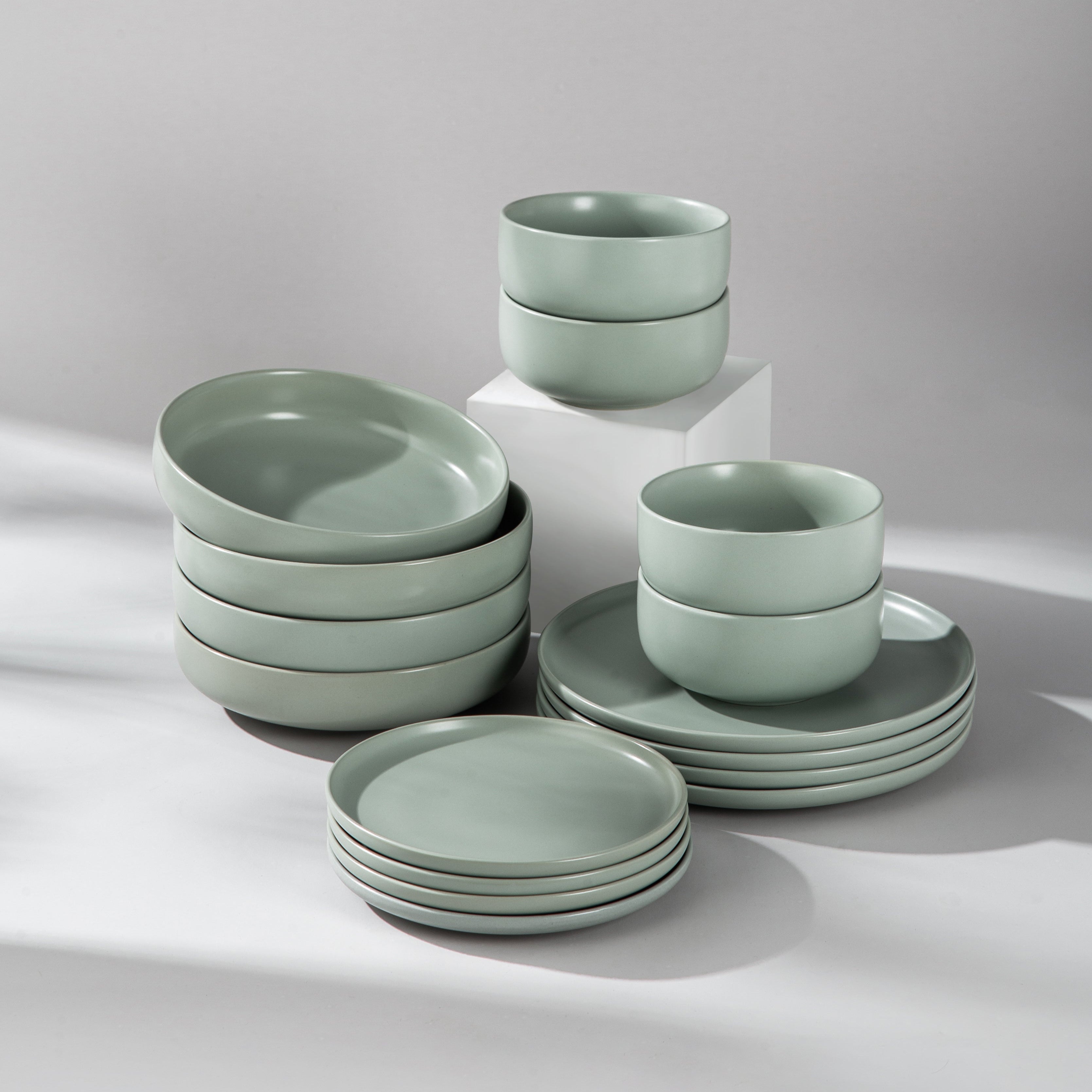 Starter Bundle Set-JAZZUPCO-Matte Sage Green-4 Person Set (16 Pieces)-JAZZUPCO