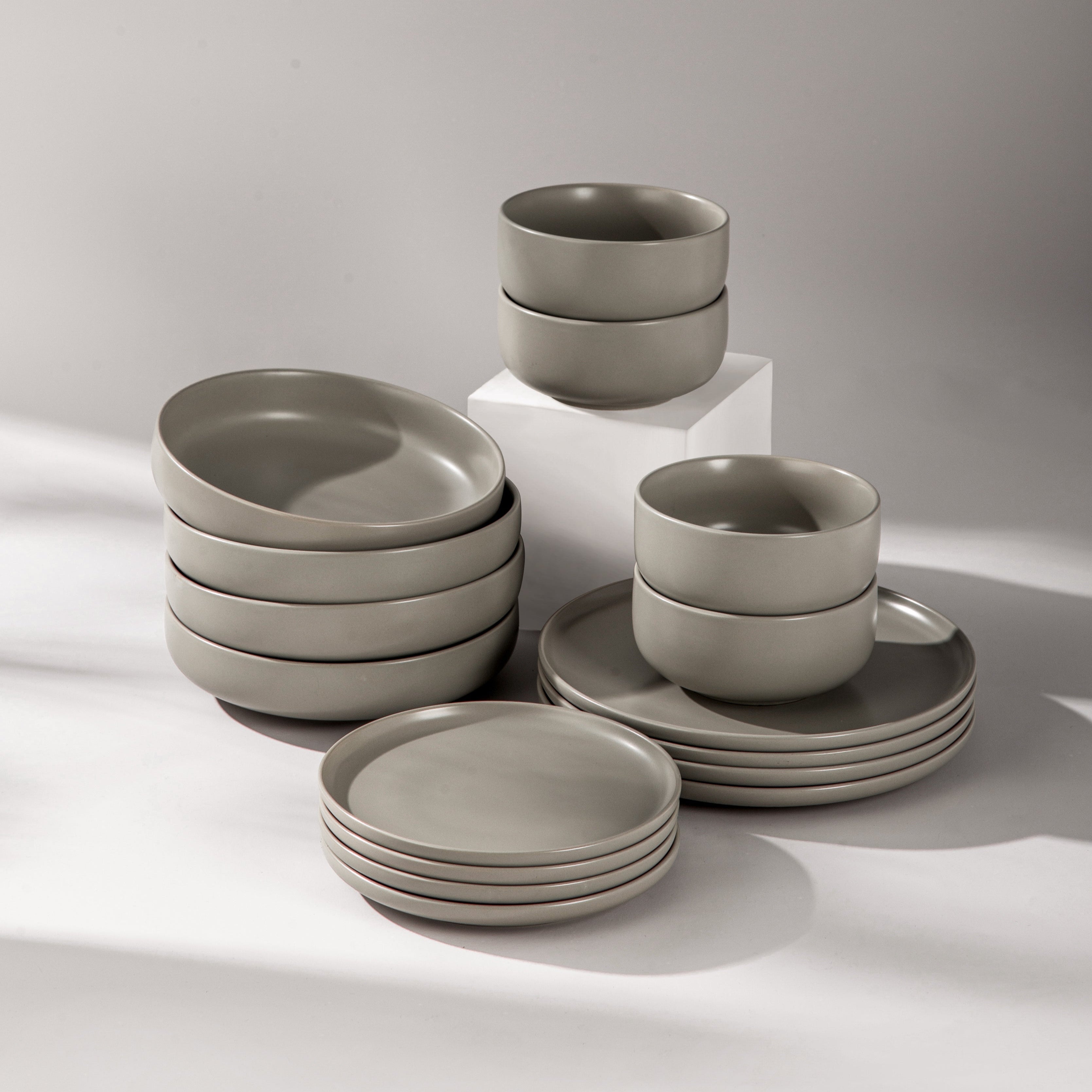 Starter Bundle Set-JAZZUPCO-Matte Dove Gray-4 Person Set (16 Pieces)-JAZZUPCO