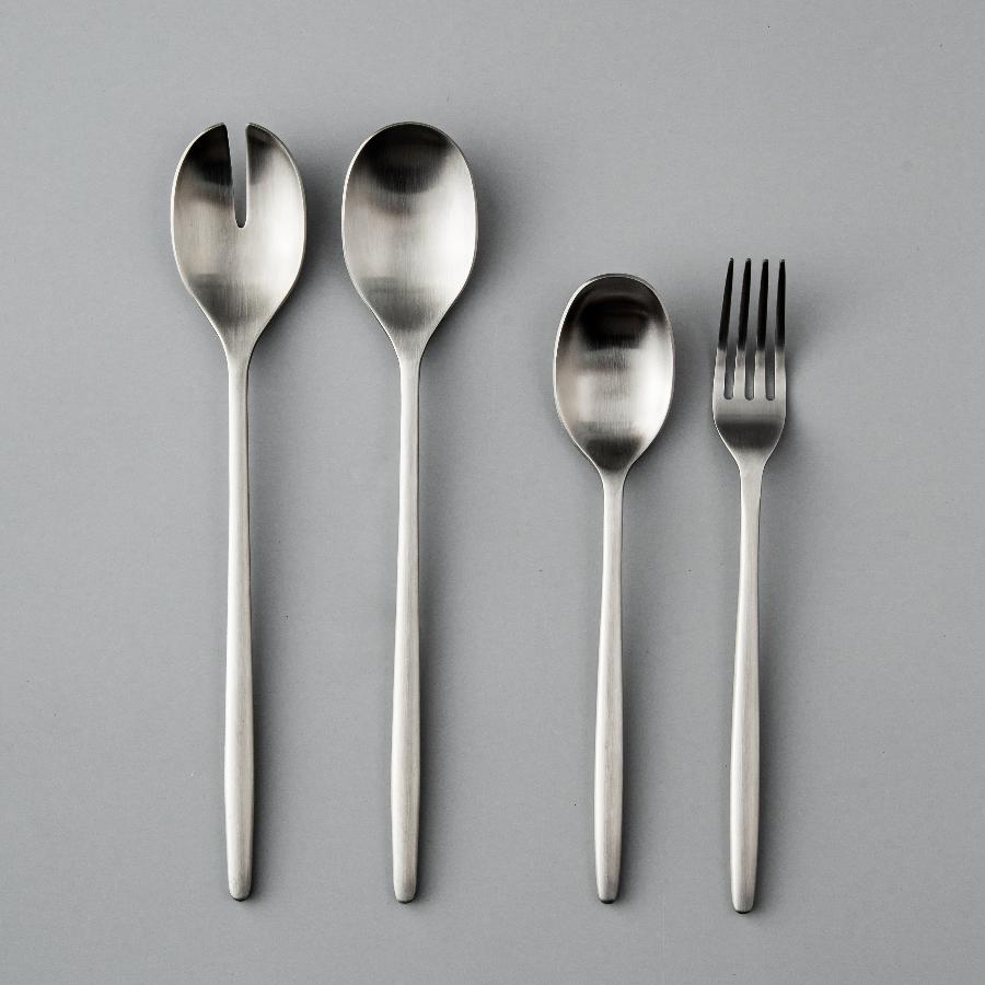 Serving Utensils & Salad Servers-JAZZUPCO-Matte Silver-Ava-Serving Utensils + Salad Servers Bundle-JAZZUPCO