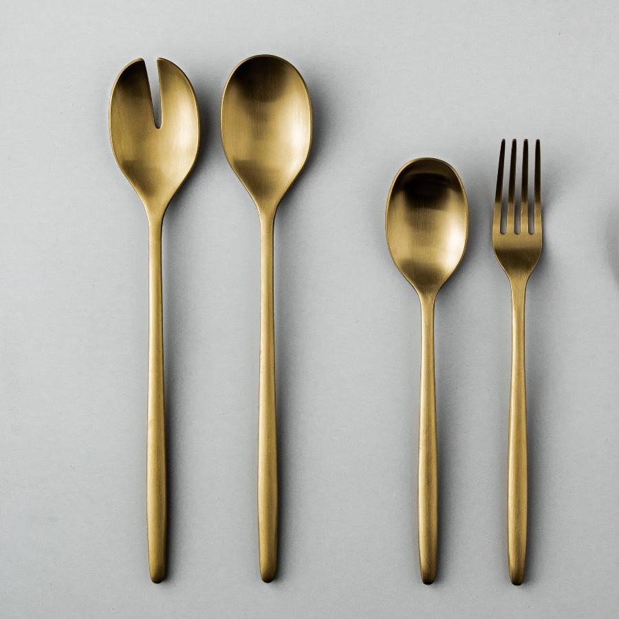 Individual & Matching Pieces-JAZZUPCO-Matte Gold-Salad Servers + Serving Utensils Bundle-JAZZUPCO