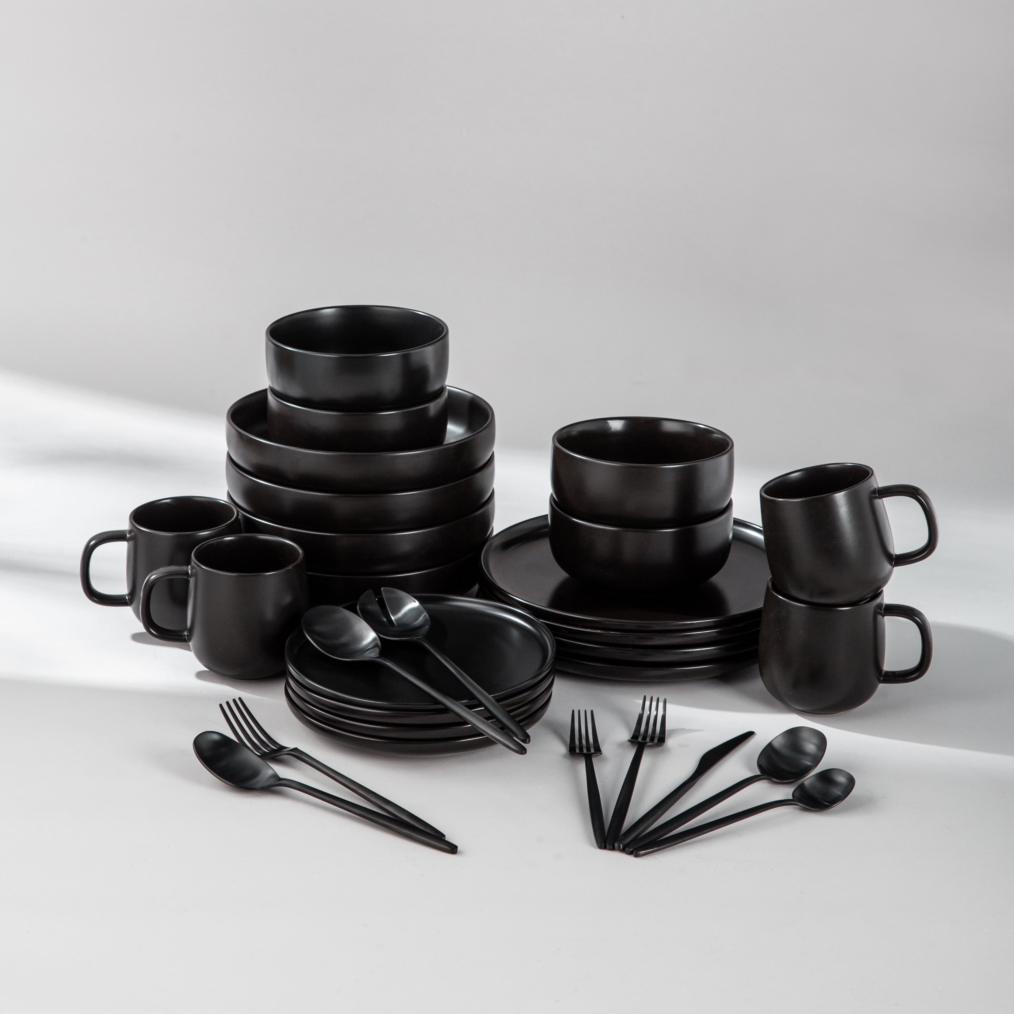 Ultimate Dinnerware Set-JAZZUPCO-Black-Minimalist Flatware 2.0-Matte Black-JAZZUPCO