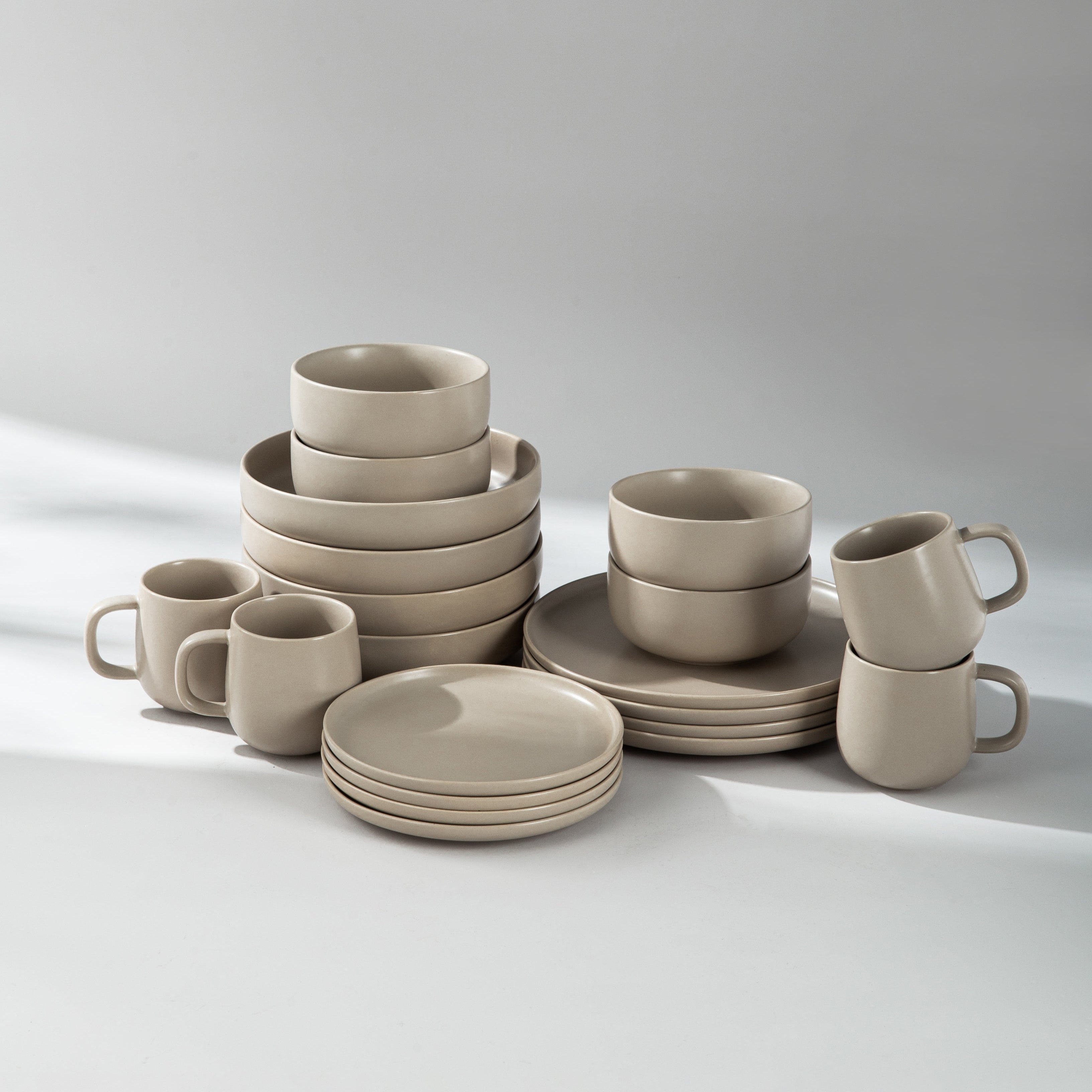 Full Bundle Set-JAZZUPCO-Matte Taupe-4 Person Set (20 Pieces)-JAZZUPCO