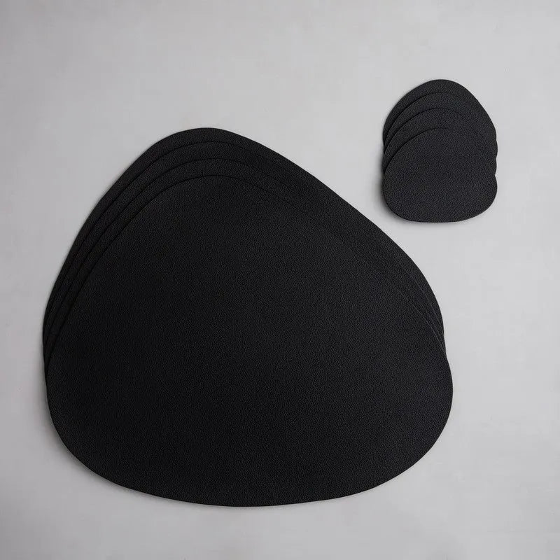 Contemporary Leather Placemats and Coasters-jazzupco-Black - 4 x Placemats & Coasters-JAZZUPCO
