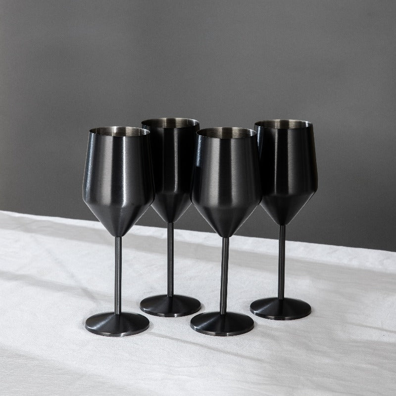 Wine Glasses and Cups-JazzUpCo-Matte Black-4 Wine Glasses-JAZZUPCO