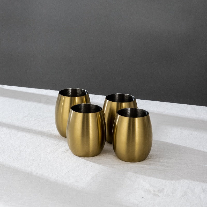 Wine Glasses and Cups-JazzUpCo-Matte Gold-4 Cups-JAZZUPCO