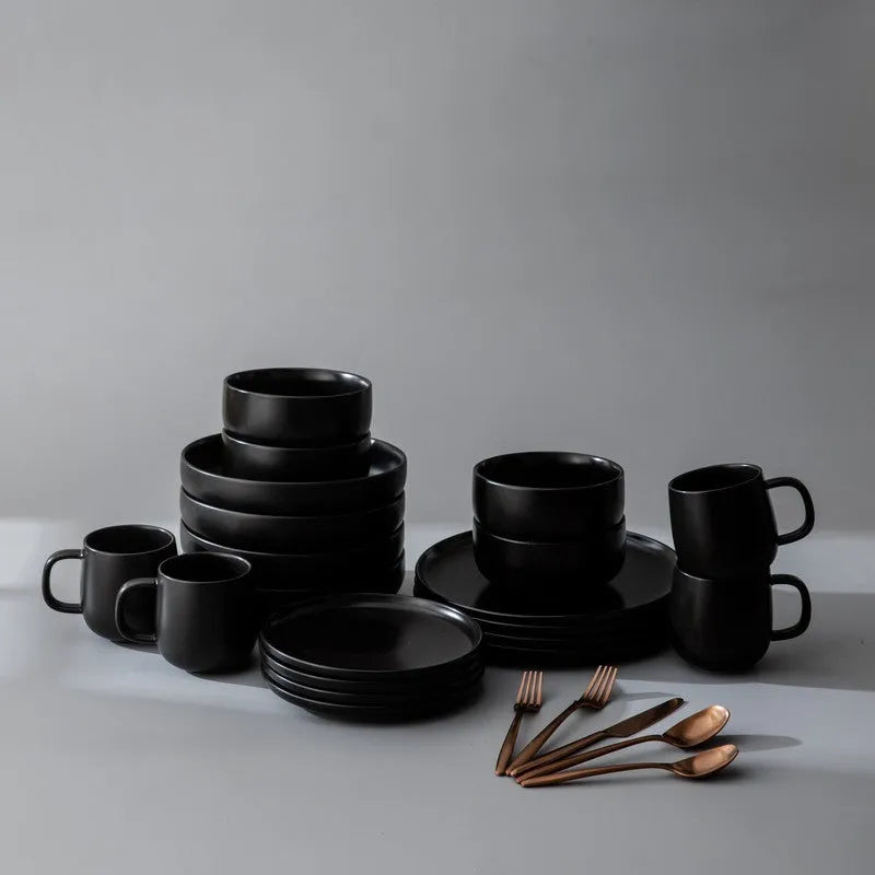Dinnerware Set Bundle-JAZZUPCO-Black-Ava Flatware - Matte Rose Gold (4 Person Set)-JAZZUPCO