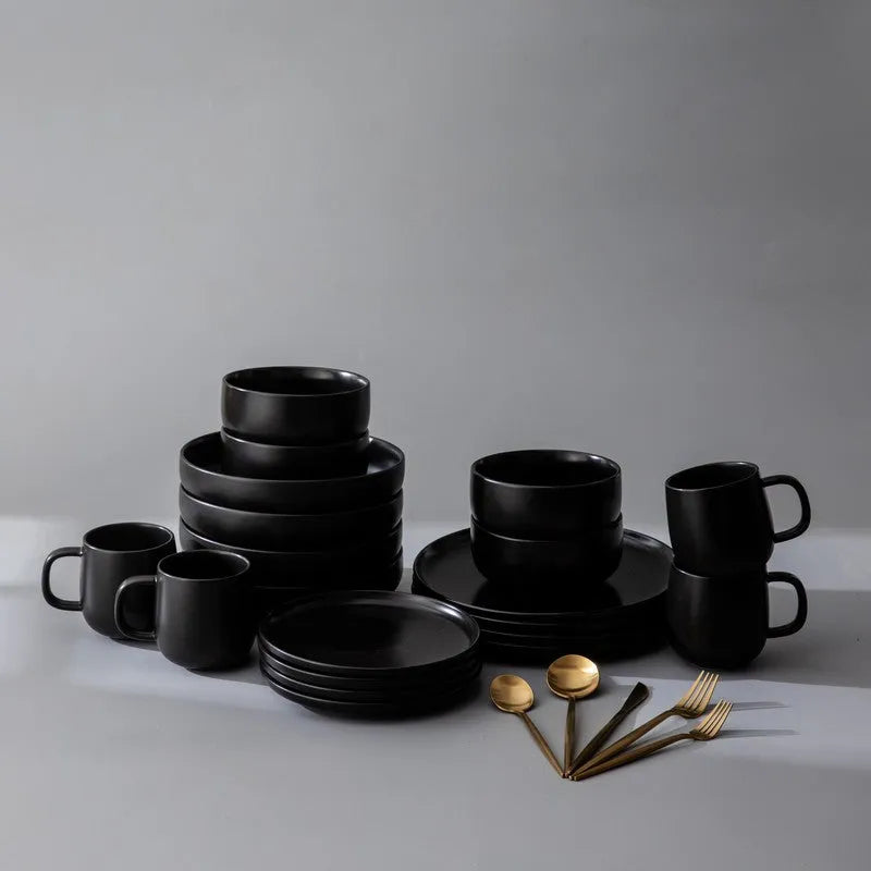 Dinnerware Set Bundle-JAZZUPCO-Black-Minimalist Flatware - Matte Gold (4 Person Set)-JAZZUPCO