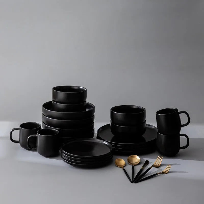 Dinnerware Set Bundle-JAZZUPCO-Black-French Flatware - Black & Gold (4 Person Set)-JAZZUPCO