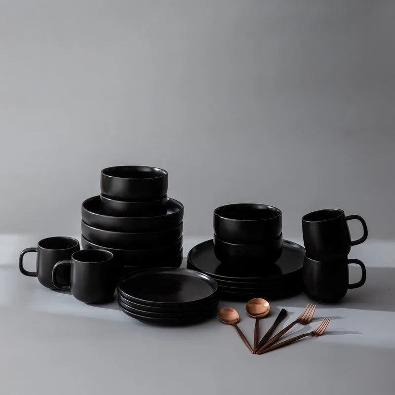 Dinnerware Set Bundle-JAZZUPCO-Black-Minimalist Flatware - Matte Rose Gold (4 Person Set)-JAZZUPCO