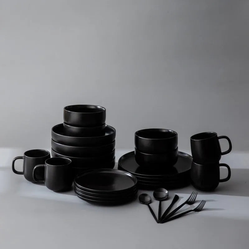 Dinnerware Set Bundle-JAZZUPCO-Black-Minimalist Flatware - Matte Black (4 Person Set)-JAZZUPCO