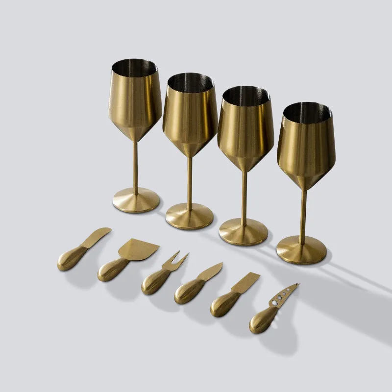 Wine Glasses & Cheese Knives Bundle