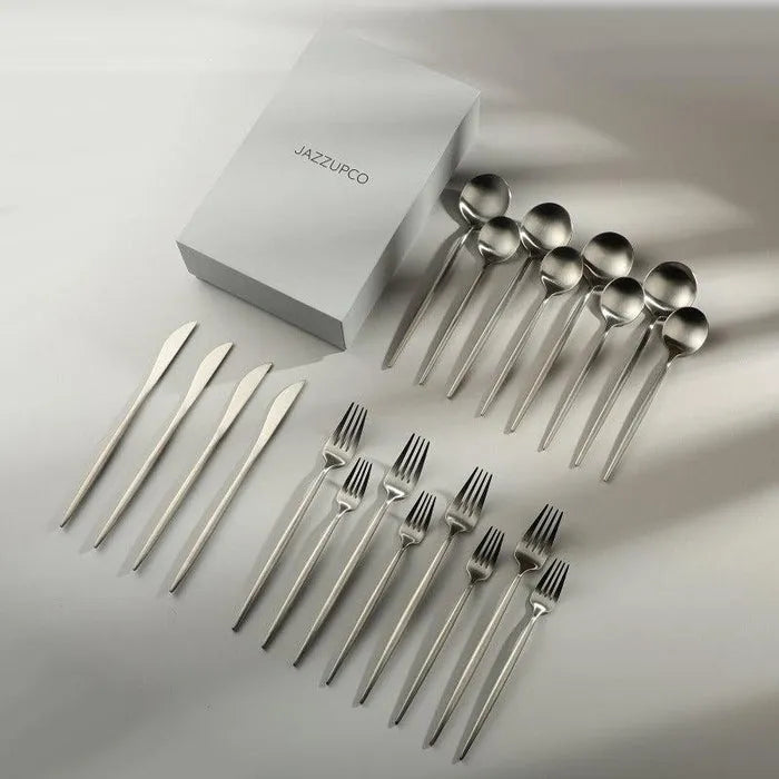 Minimalist Flatware-jazzupco-Matte Silver-4 Person Set (20 Pieces)-JAZZUPCO