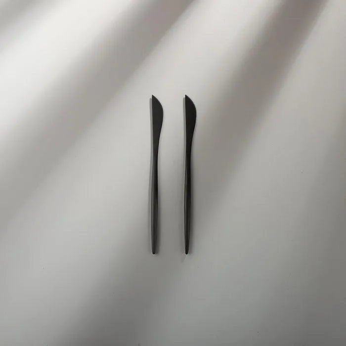 Minimalist/ French Flatware Salad Servers, Serving Utensils & Individual Pieces-JAZZUPCO-Matte Black-Dessert Knife (2 Pieces)-JAZZUPCO