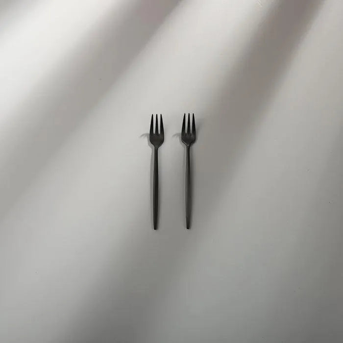 Minimalist/ French Flatware Salad Servers, Serving Utensils & Individual Pieces-JAZZUPCO-Matte Black-Fruit Fork (2 Pieces)-JAZZUPCO